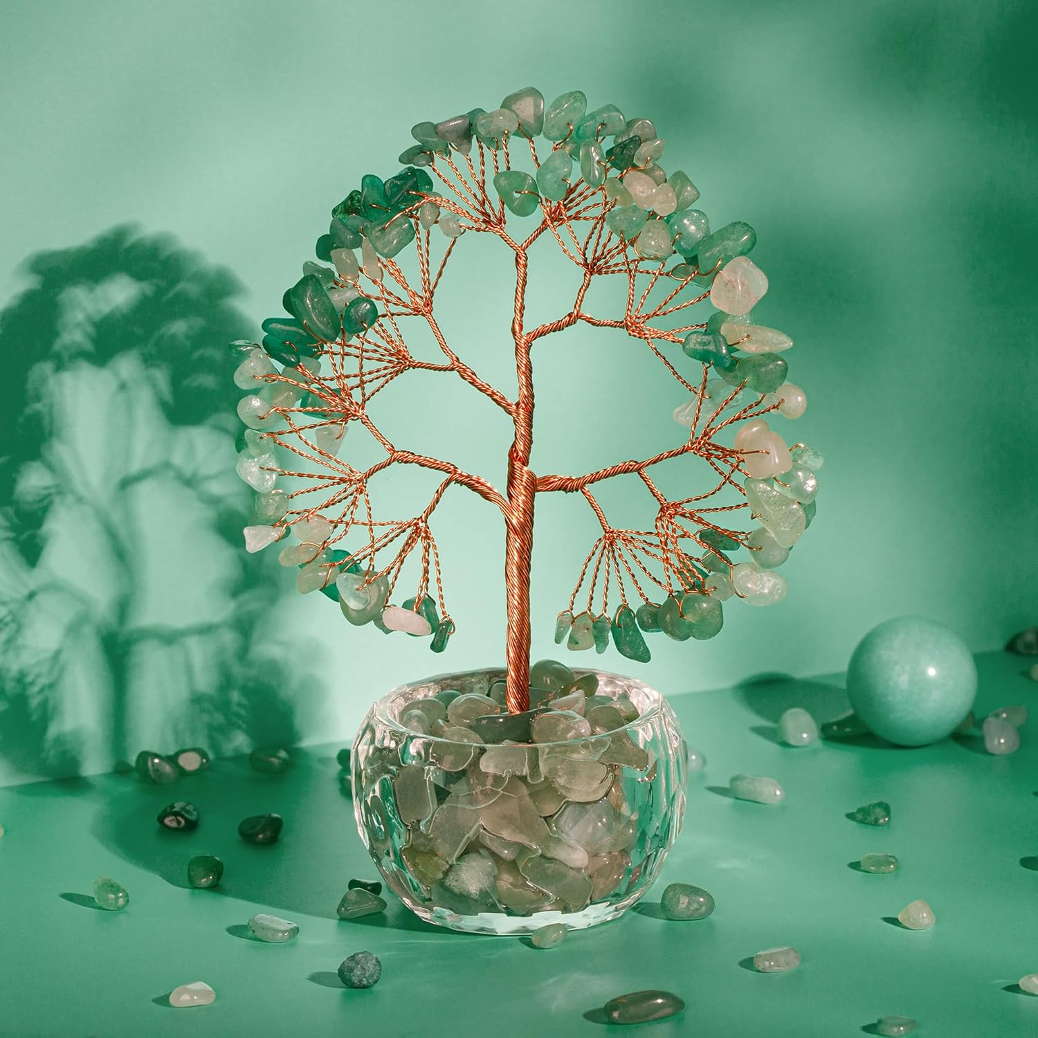 Zenbless Aventurine Healing Crystal 7 Chakra Tree of Life Money Bonsai Figurine Feng Shui Reiki Spiritual Decor & Accessories for Home Office Desk, Good Luck Gifts image number 4