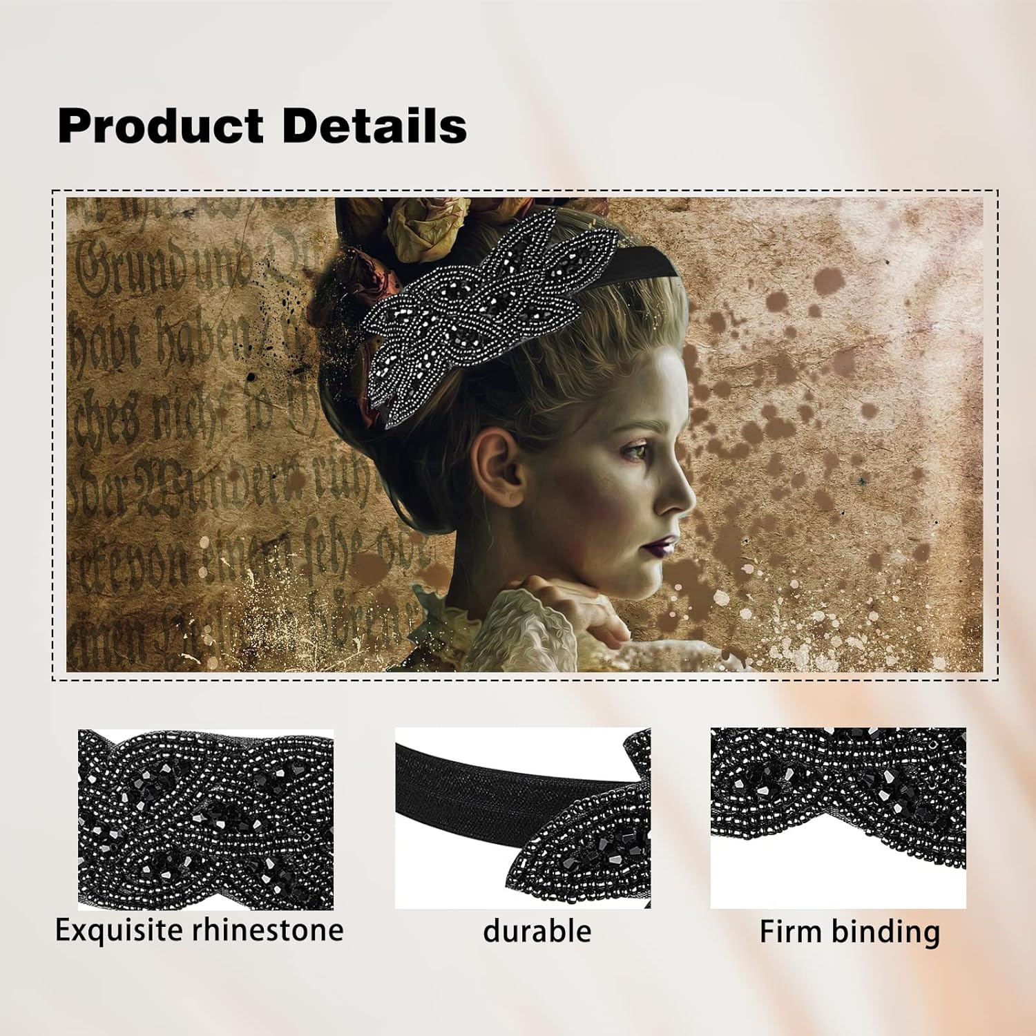 Pack of 3 1920S Headband Women'S Gatsby Accessories Costume Crystal Headband Headpiece 1920S Hair Accessories for Women image number 5