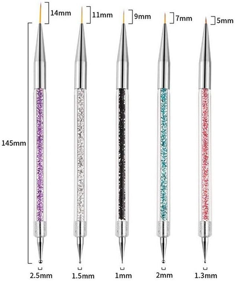 5 Pcs Nail Art Brushes Nail Dotting Tools Nail Art Tools Set - Fine Precision Double Ended Nail Art Liner Brush & Dotting Tool in One for DIY Manicure & Professional Designs image number 2