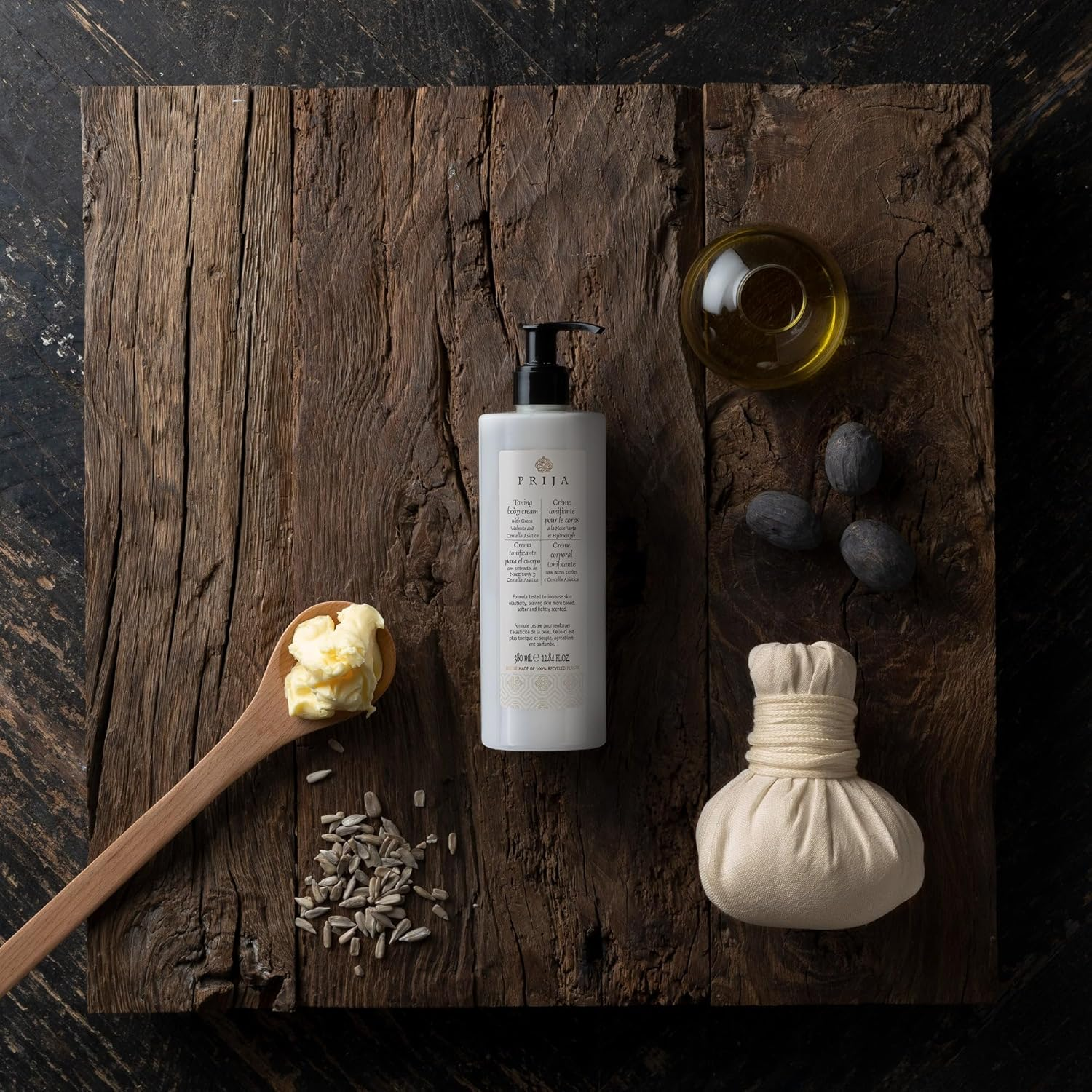 Prija Toning Body Cream Boosts Hydration and Elasticity with Avocado Oil and Green Walnut Extract, Lightly Scented Vegan Friendly Moisturising Body Cream with Centella Asiatica 380Ml image number 6