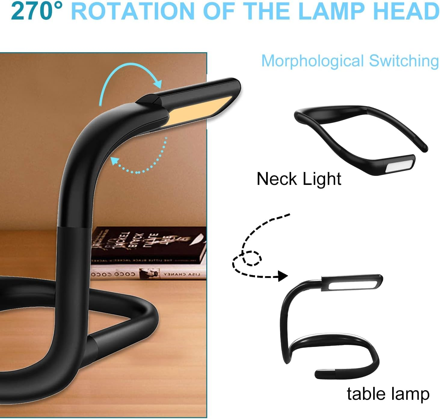 LED Neck Reading Light,Book Light in Bed,Adjustable Brightness Desk Lamp,3 Color with Bendable Arms,Suitable for Repairing,Night Running,Walking,Knitting,Camping (1PCS) image number 2