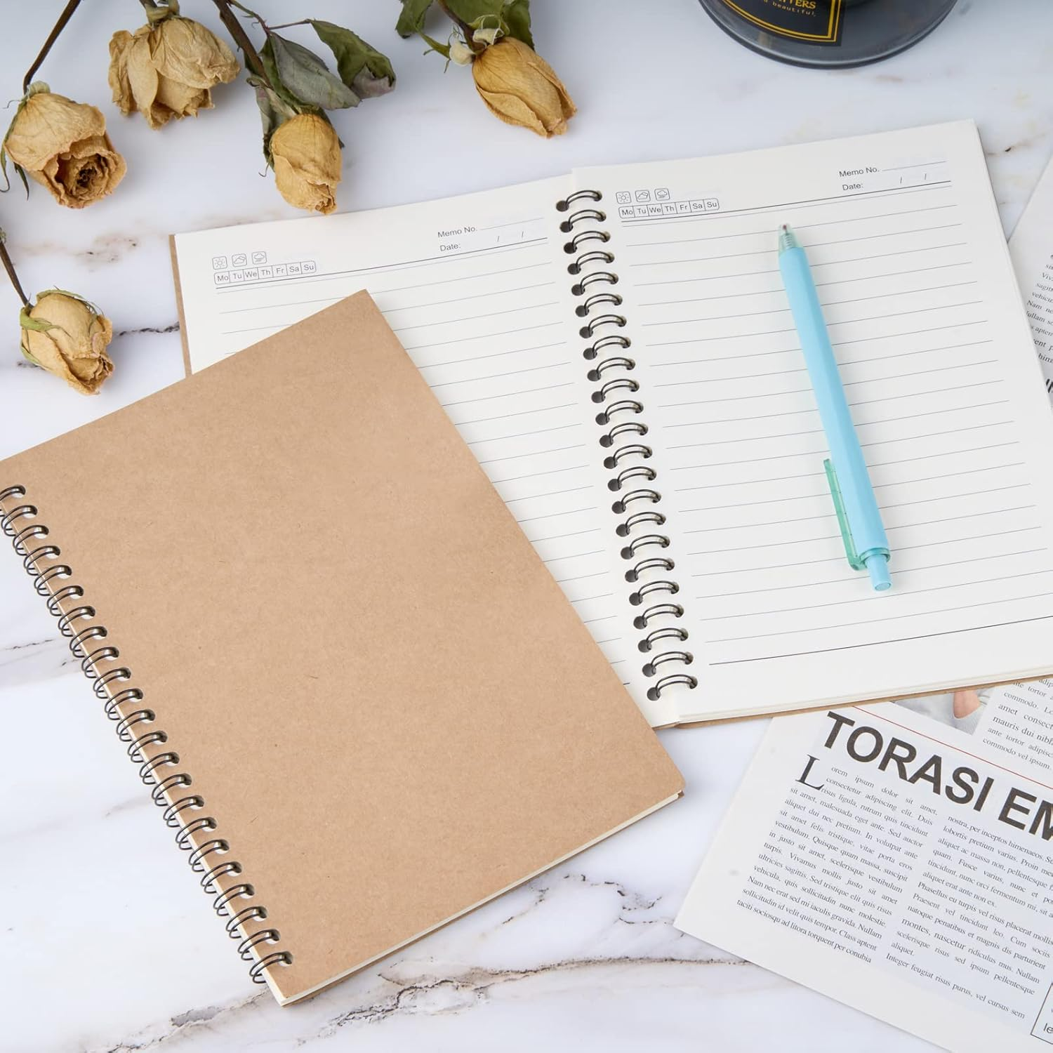 48 Pack A5 Spiral Notebook College Ruled Spiral Notebook Bulk Inches Hardcover Kraft Notebooks Lined Travel Writing Notebooks Journal Notepad for Office School Supplies, 100 Pages, 8.3 X 5.5 Inches image number 5