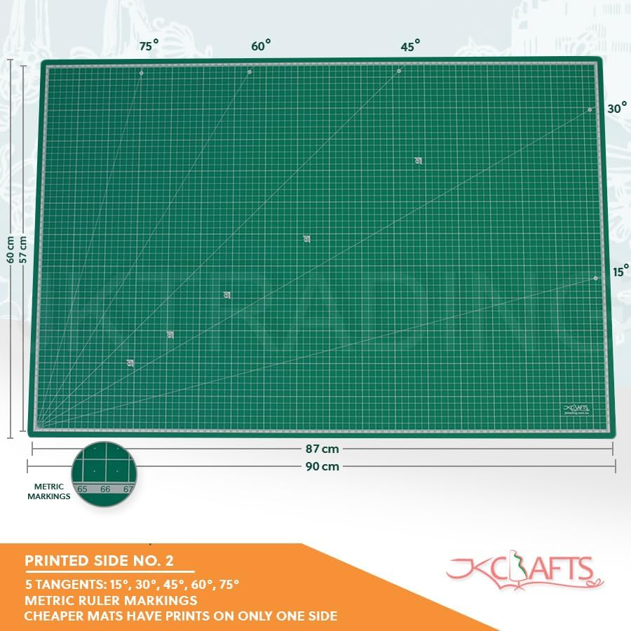 Self Healing Cutting Mat A1-60X90Cm, Improved PVC, 5Ply, 2 Side Prints, Metric and Imperial, Green - Cutting Mats for Crafts, Quilting - Large Cutting Mat for Sewing, Rotary Cutting Mat image number 4