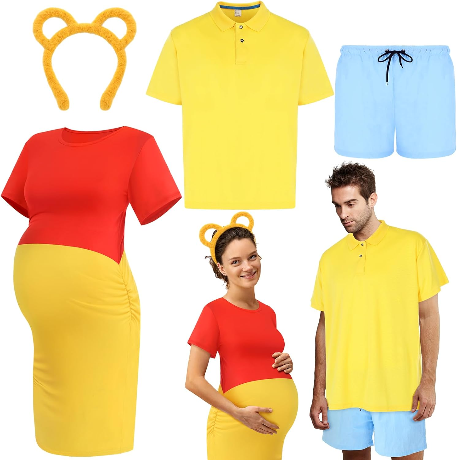 4 Pcs Halloween Maternity Costume New Parents Couple Outfit Dress Pregnancy Cloth for Women New Daddy Mommy Party image number 5