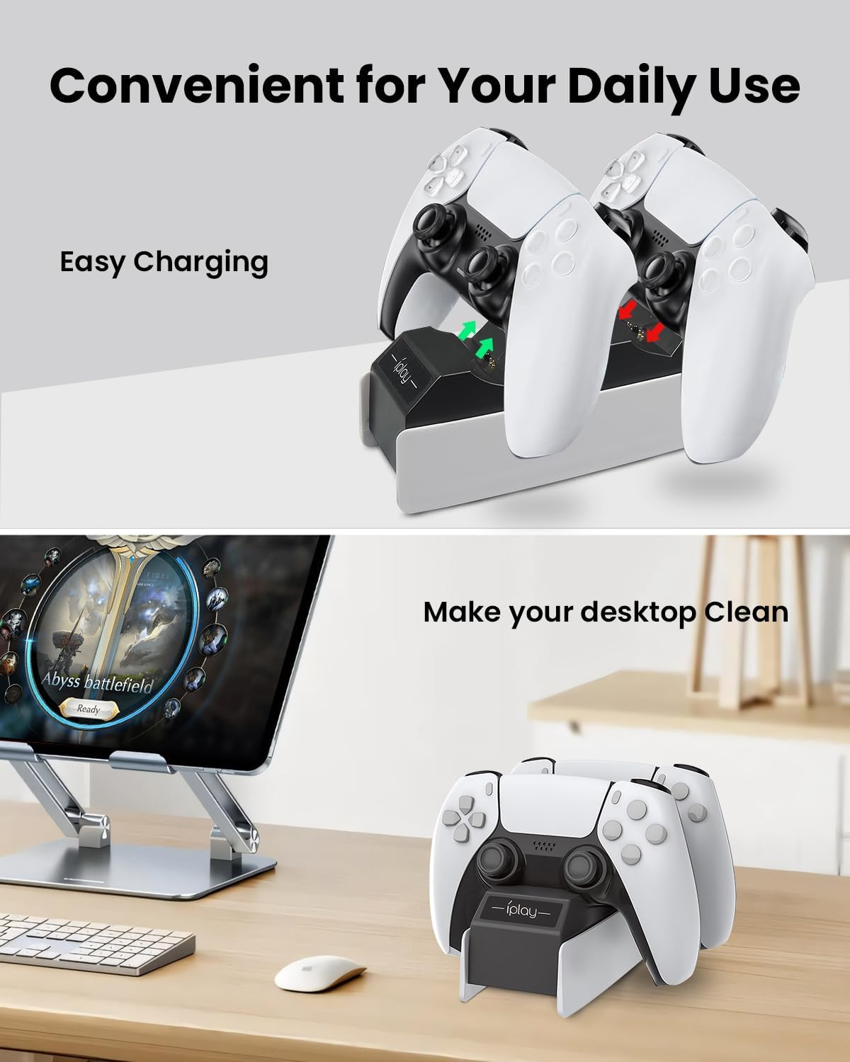 GEEKERA Controller Charger Station for PS5 - Fast Dual Charging Dock for Dualsense with Smart Security Protection, Wireless Accessories and Type-C Interface, Ideal Playstation 5 Charging Station image number 5