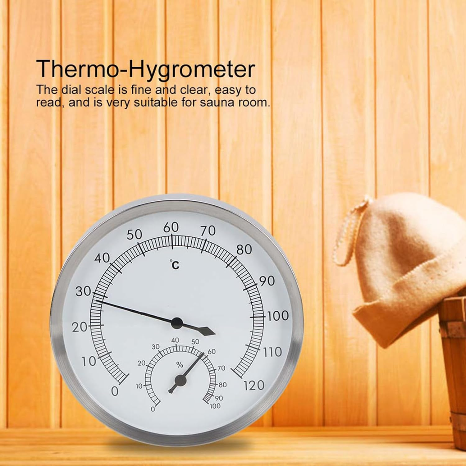 Sauna Room Thermometer Hygrometer, Stainless Steel Steam Room Thermometer, 2 in 1 Thermometer Hygrometer for Sauna Room, Steam Room image number 6