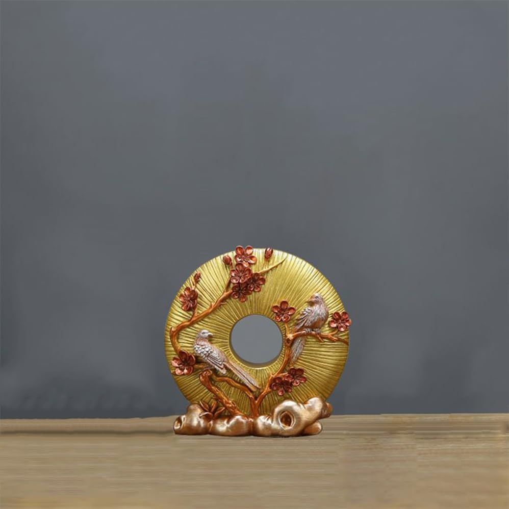 Art Deco, Bird Ornament - Golden & Red Resin Sculpture for Home Decoration, Bird Sculpture Decoration Golden Home Ornaments, Birds Resin, Home Ornaments, Ornament Porch Statuary image number 1