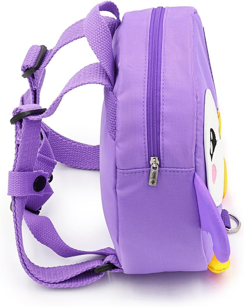 Hipiwe Baby Toddler Walking Safety Backpack Little Kid Boys Girls Anti-Lost Travel Bag Harness Reins Cute Cartoon Penguin Mini Backpacks with Safety Leash for Baby 1-3 Years Old, Purple, - Pink image number 5