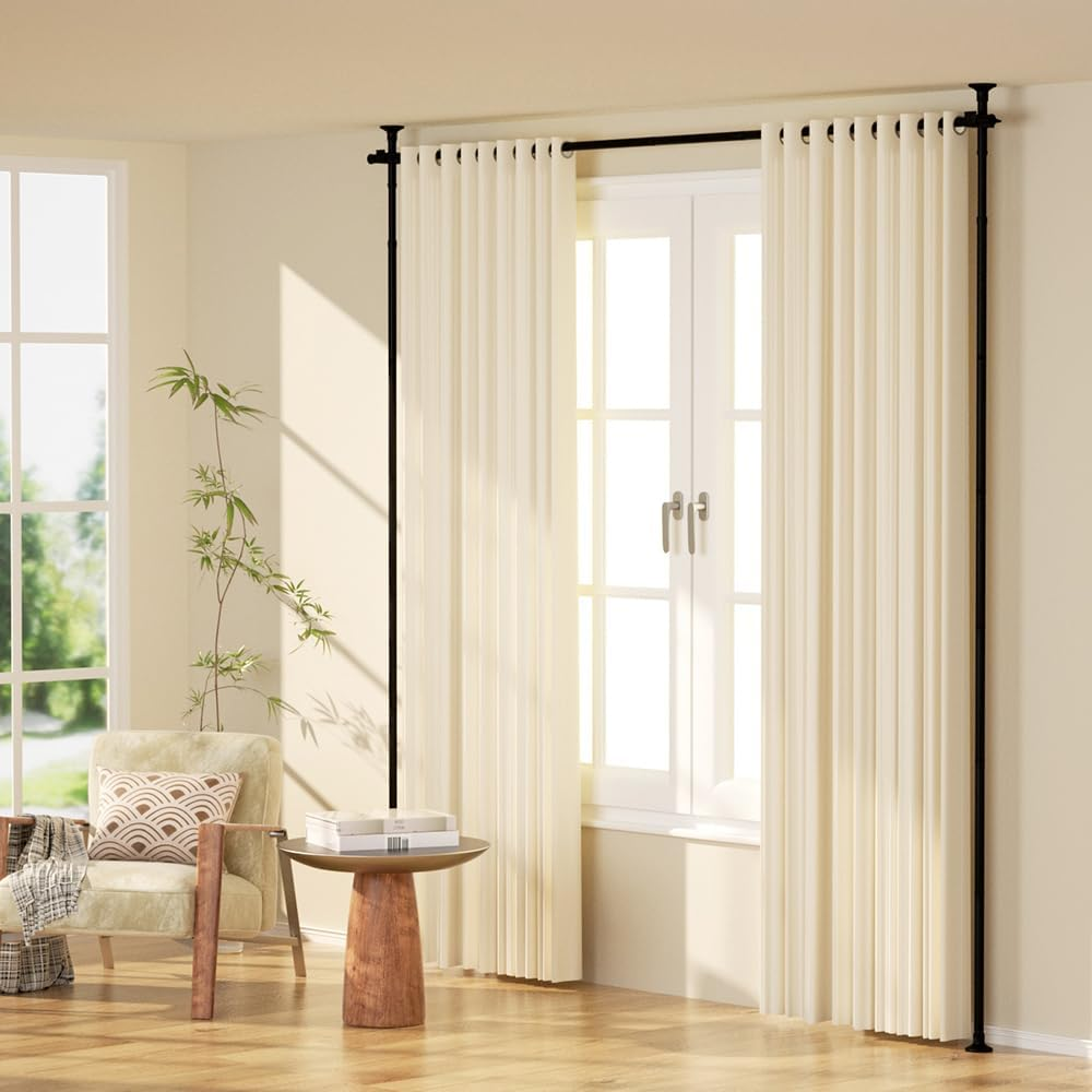 Kokorona Room Divider Curtain Rod, Vertical Tension Rod, No Drilling Floor to Ceiling Freestanding Curtain Rod Damage Free, 71-188 Cm(W) 1.2-3 M(H) Expandable Curtain Divider Stand for Room Separation image number 2