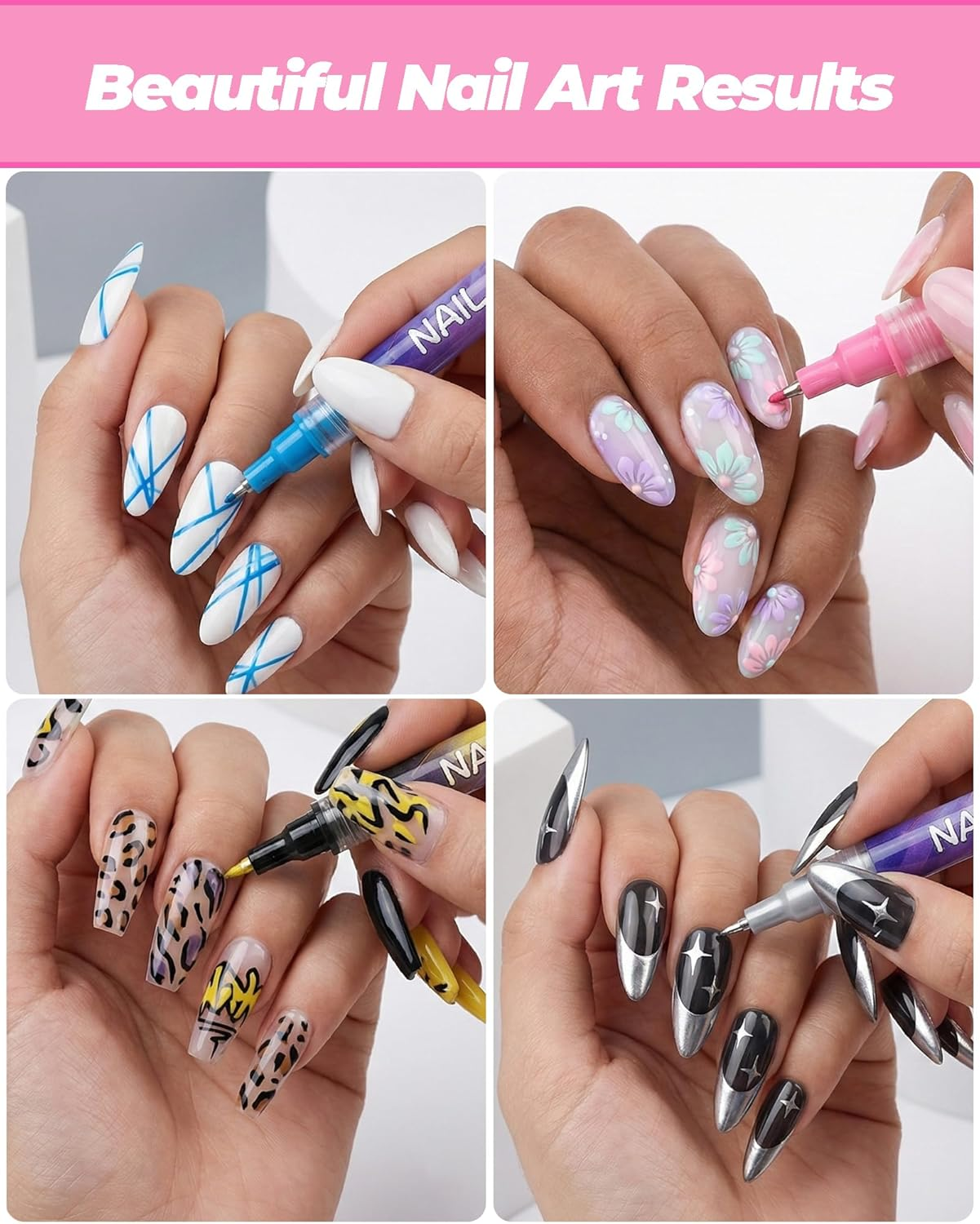 12 Color Acrylic Paint Pen Set, Nail Art Polish Pens Nail Point Graffiti Dotting Pen Drawing Painting Liner Brush for DIY Nail Art Beauty Adorn Manicure Tools image number 5