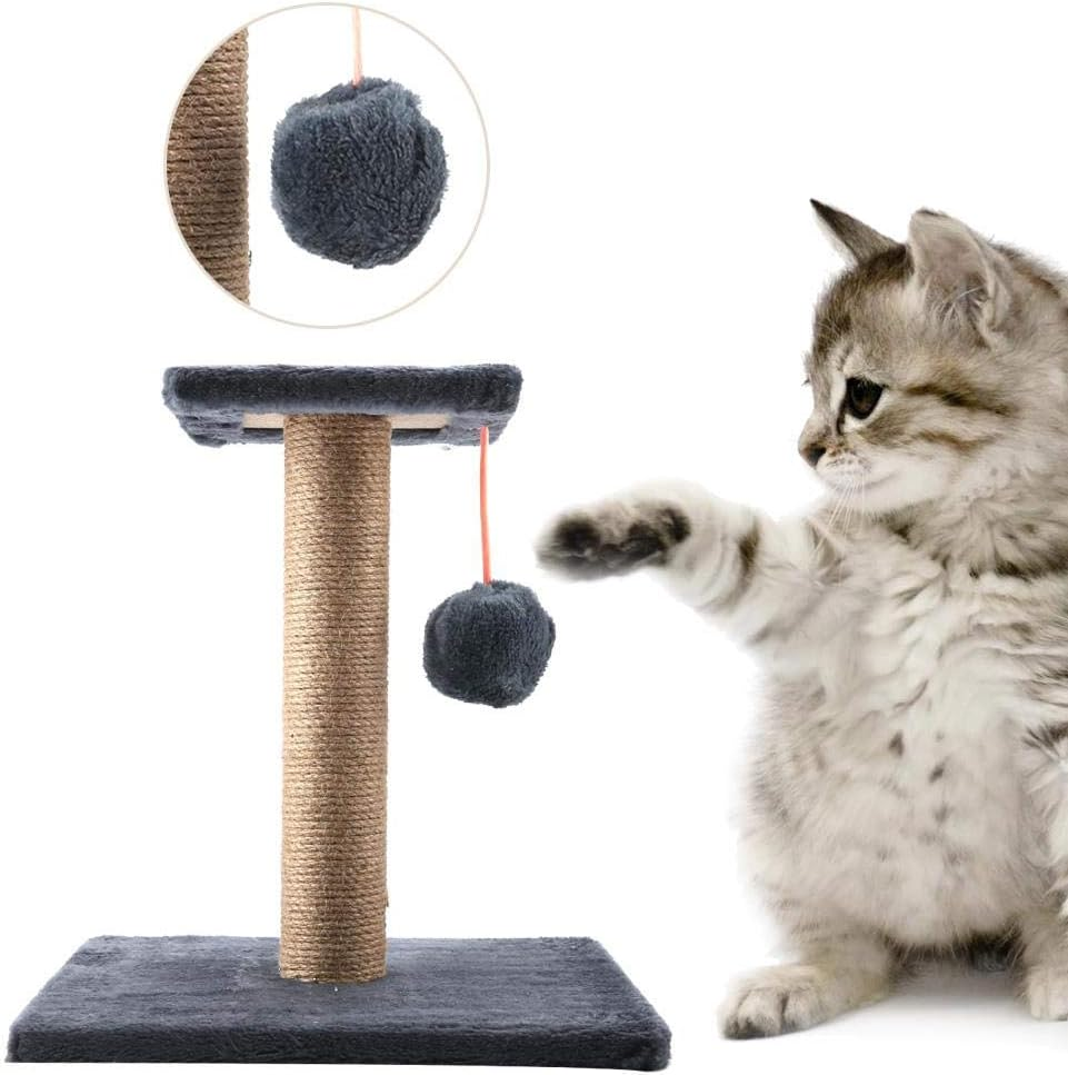 EVTSCAN Pet Cat Scratching Post, Cardboard Toy Claw Scratcher with Sisal Rope Small Cat Trees for Young and Adult Cats(深灰色) image number 2