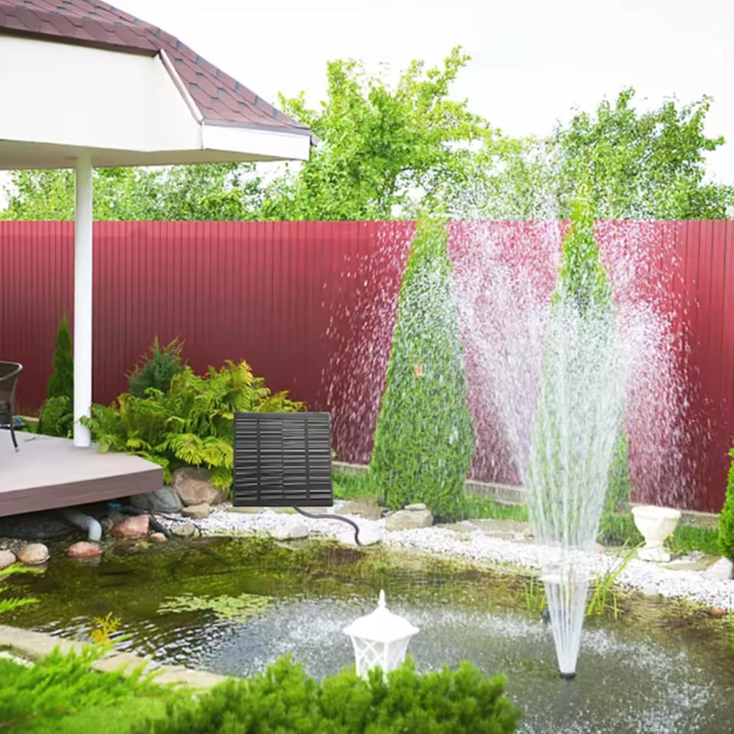 Solar Fountain Pump - 15W Outdoor Solar Charger Water Fountain Pump - Adjustable Watering System Garden Decor for Yard Lawn Balcony Pool Pathway Ground Wedding Holiday