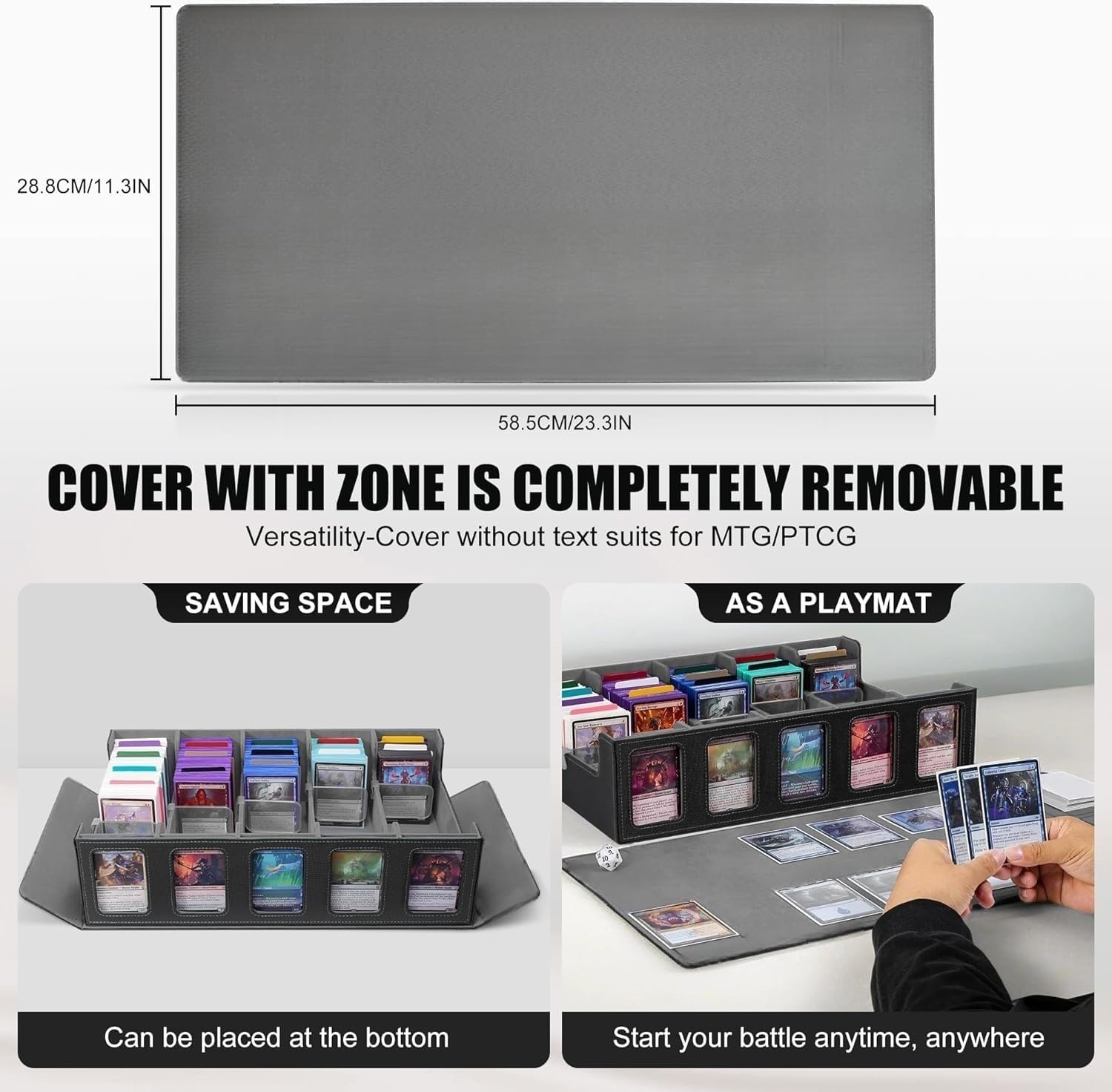 Cyperever Trading Card Storage Box with Commander Display, 5-Row Deck Case with Removable Lid; 3900+ Card Deck Box for MTG TCG Sports Cards, 5 Toploaders, 5 Stoppers, 48 Dividers,1 Dice Tray (Black) image number 1