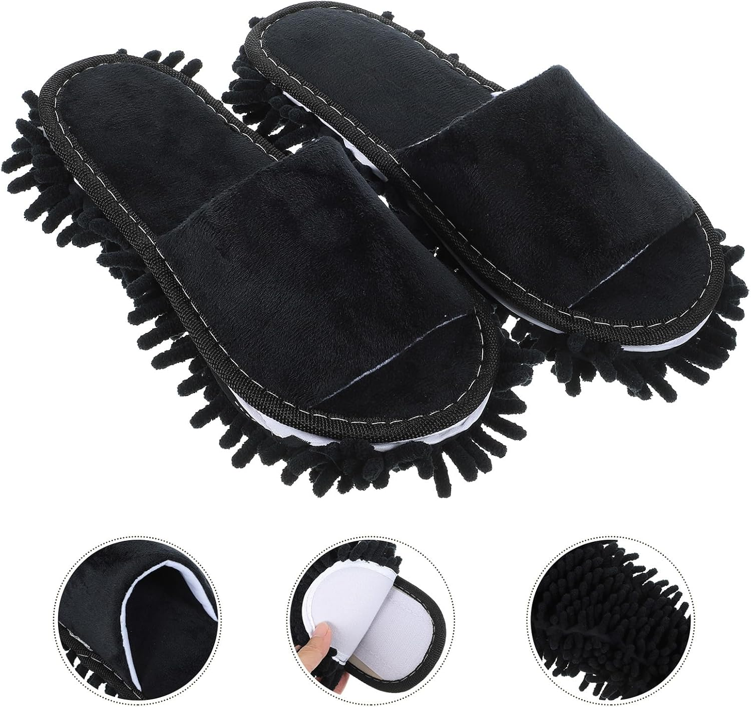 PACKOVE Cleaning Mop Slipper Floor Cleaning Slipper Detachable Mopping Shoes House Dusting Slippers Microfiber Dust Slippers Unisex Dusting for Home (39-42 Shoe Size) image number 6