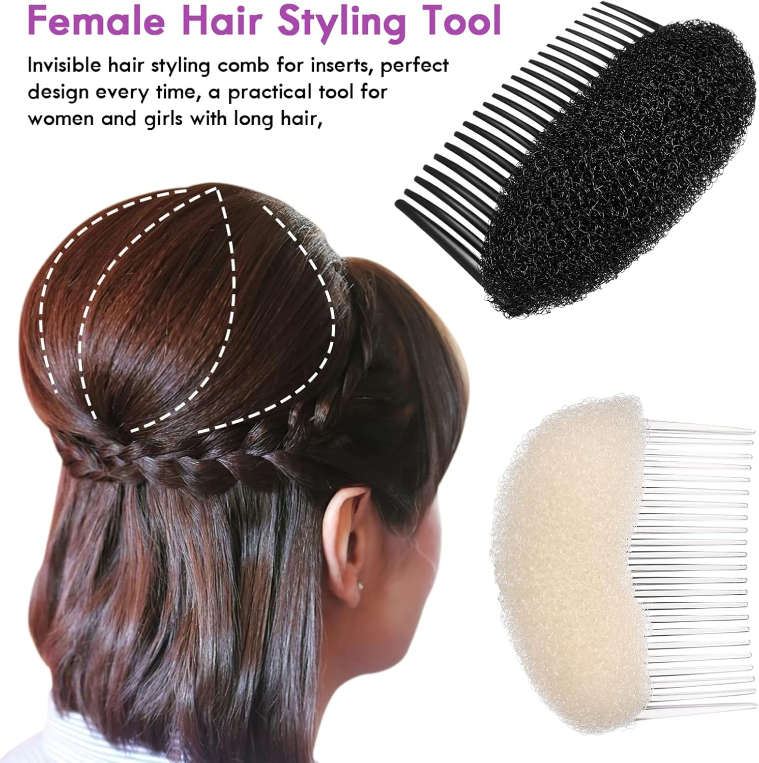 Beaupretty Bump It up Volume Inserts Hair Comb 6 Hair Volumes Hair Base Bump Hair Pad Volume Insert Bump up Hair Accessories for Sponge image number 1