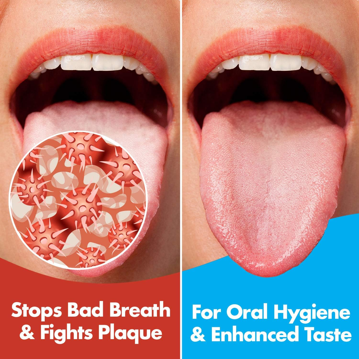 Tongue Scraper - Stainless Steel Tongue Cleaner Brush for Help Getting Rid of Bad Breath and Bacteria | Food Scraper to Keep Your Mouth & Teeth Healthy and Clean - Essential Dental Hygiene Kit image number 1