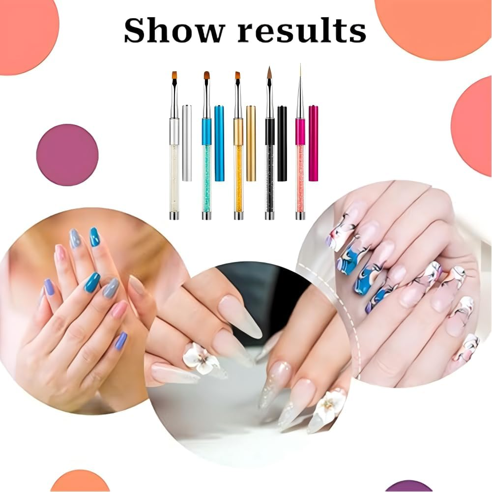 Double Ended Nail Art Brushes Set, 5PCS Nail Design Brushes Dotting Pen Multifunctional Nail Design Tools Kit,Nail Gel Polish Brush for Home DIY Salon image number 1
