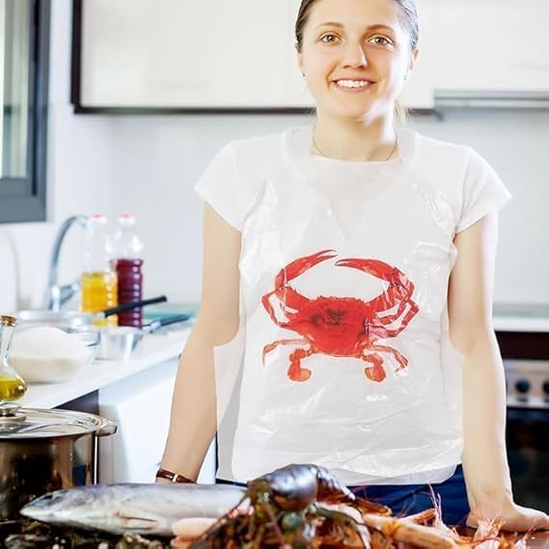 Crab Bibs 25 Pack, Disposable Lobster Bibs for Adults, Plastic Funny Bibs for Seafood Boil Party image number 5