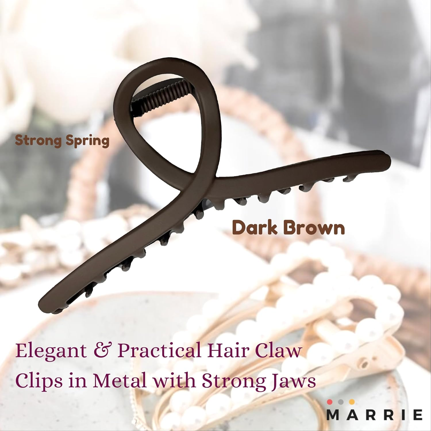 Hair Clips Large Metal Hair Claw Clips Strong Hold Vintage Shark Claw Clips Clamp Hair Accessories for Women Girls Thin Thick Hairs (Dark Brown X 2) - Gold,Silver image number 7