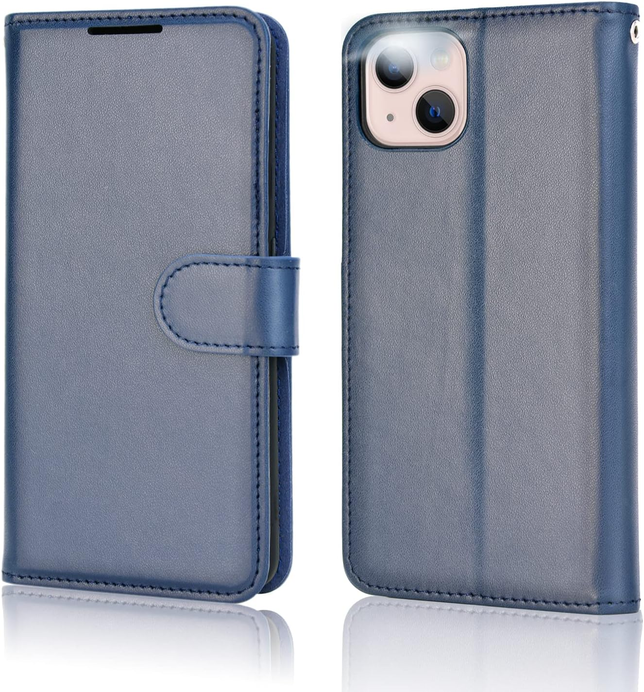 TECHGEAR Iphone 13 Mini Leather Wallet Case, Flip Protective Case Cover with Wallet Card Holder, Stand and Wrist Strap - Blue PU Leather with Magnetic Closure Designed for Iphone 13 Mini 5.4" - Black image number 6