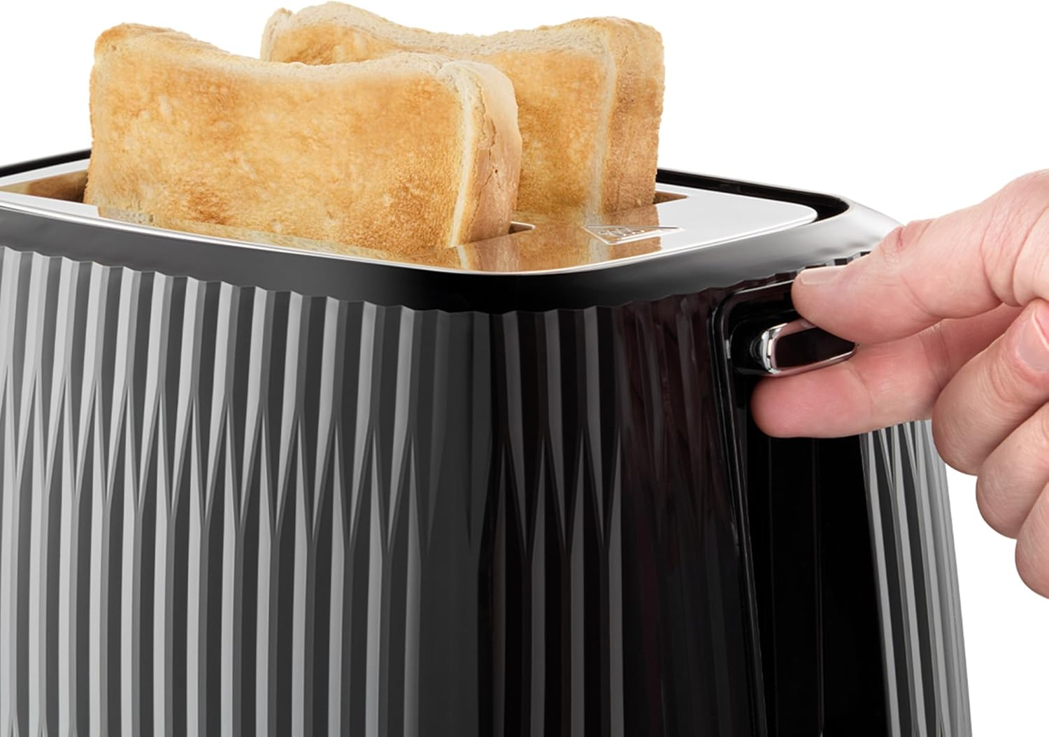 Russell Hobbs Eden 2 Slice Toaster, RHT2737BLK, Textured Design, High Lift, 6 Browning Settings, High Lift Feature, Crumb Tray, Black image number 3