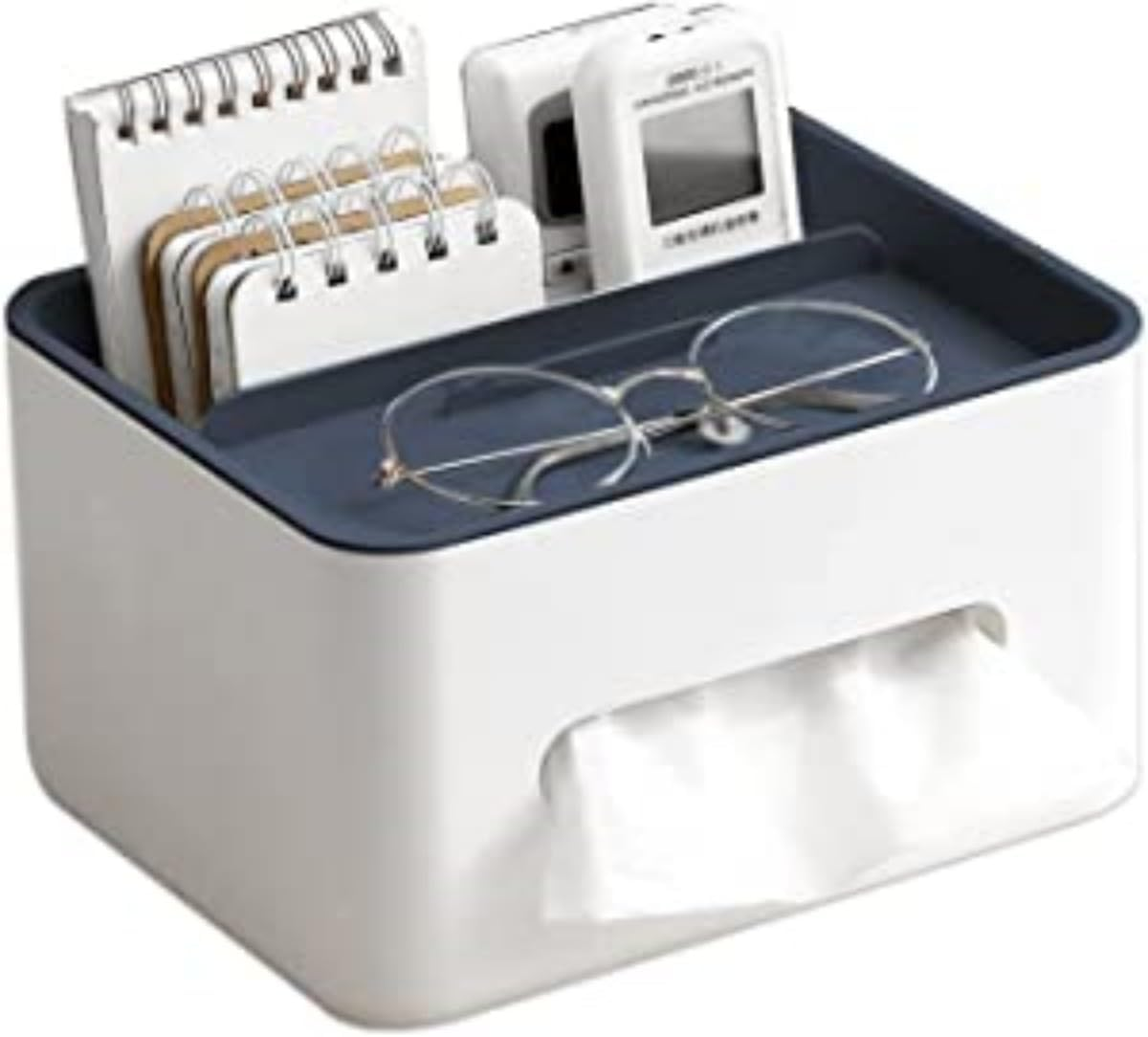 Rectangular Tissue Box Cover - Multifunctional Tissue Holder with Organizer for Desktop Livingroom Bedroom Home Office. image number 1