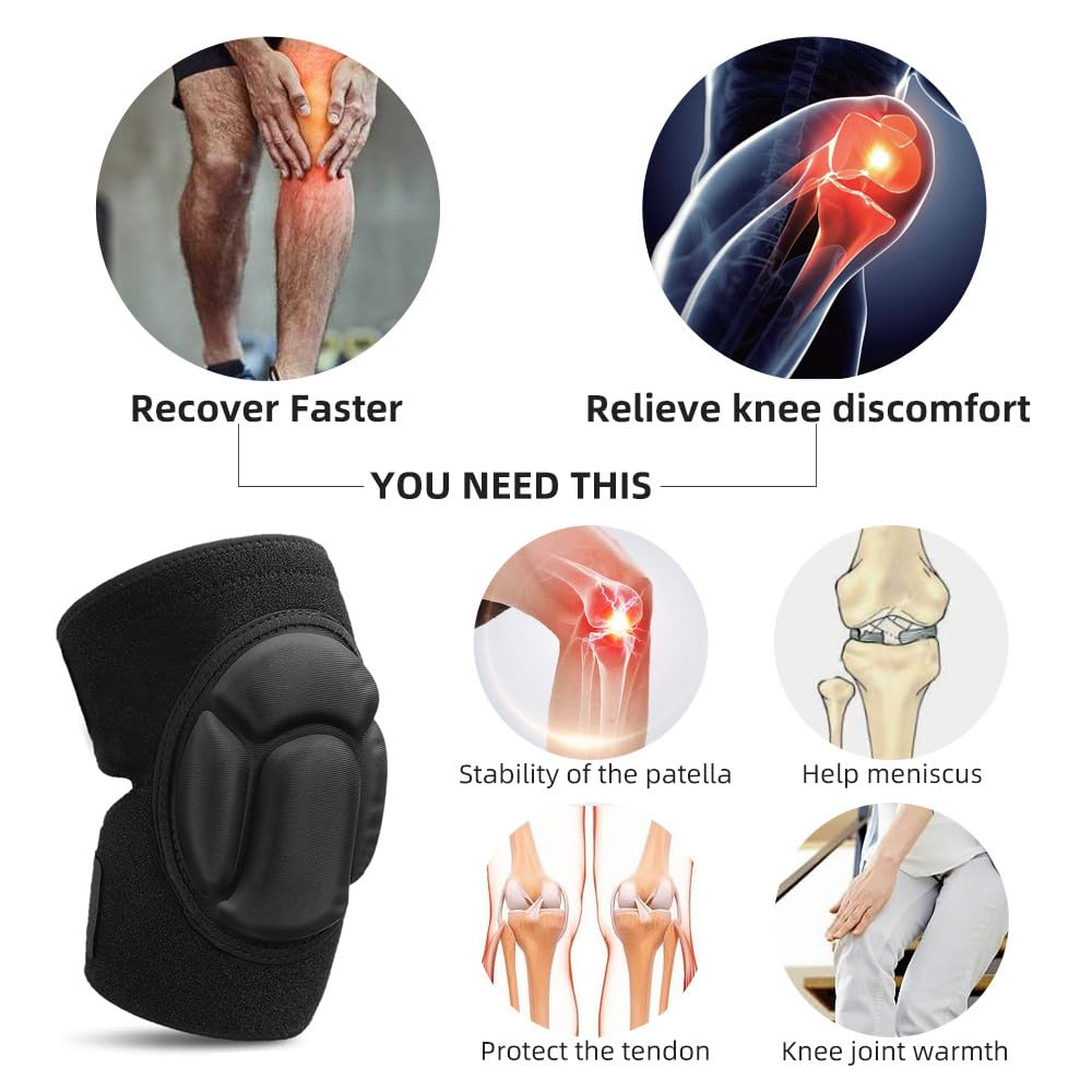 Knee Pads with 18Mm EVA Foam - Anti-Slip & Shock Absorption for Gardening, Construction, Sports Volleyball, Floor Cleaning - Work Anti-Collision Knee Protectors (2 Pcs) image number 4