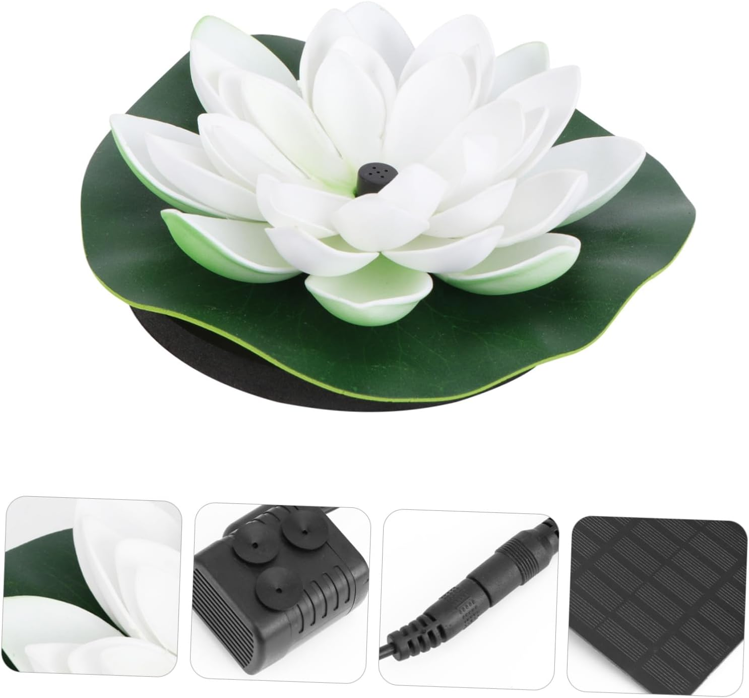 Sosoport Solar-Powered Lotus Fountain for Garden Outdoor Floating Decor with Nozzle Heads Energy-Saving Quiet Aquarium Fountain Pump Shape Design image number 4