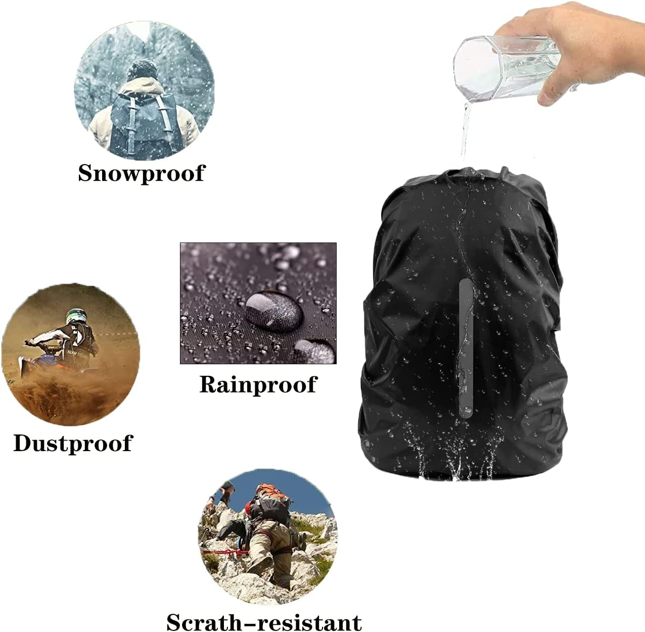 MOPHOEXII 2 Pack Waterproof Rain Cover for Backpack, Backpack Rain Cover with Reflective Strip，Rucksack Rain Cover for Bicycling/Hiking image number 2