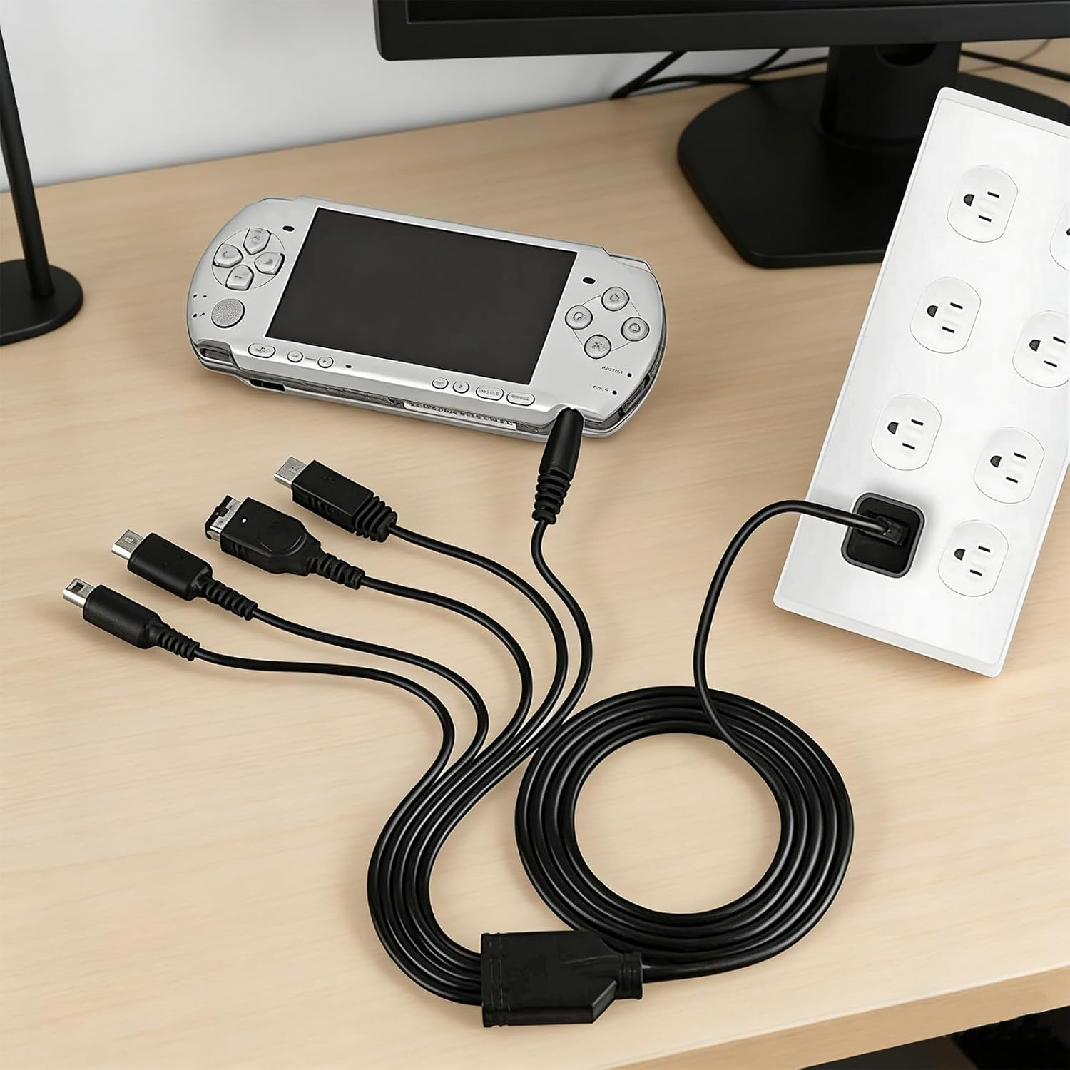 RIBHNXHI 5 in 1 USB Charger Cable Compatible with DS Lite/Wii U/New 3DS(XL/LL), 3DS(XL/LL), 2DS, Dsi(Xl/Ll), NDS/GBA Sp(Gameboy Advance Sp), PSP 1000 2000 3000, Universal Charging Cable Cord image number 2