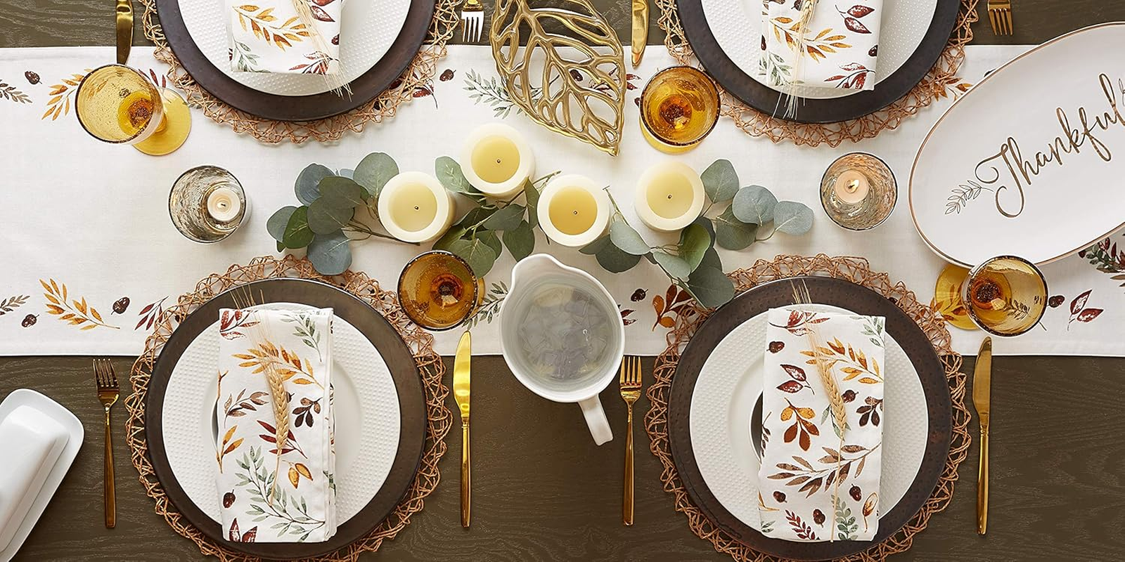 DII Thankful Autumn Collection Fall Tabletop Decoration, Square Napkin Set, 20X20, Fall'S Bounty, 6 Piece image number 6