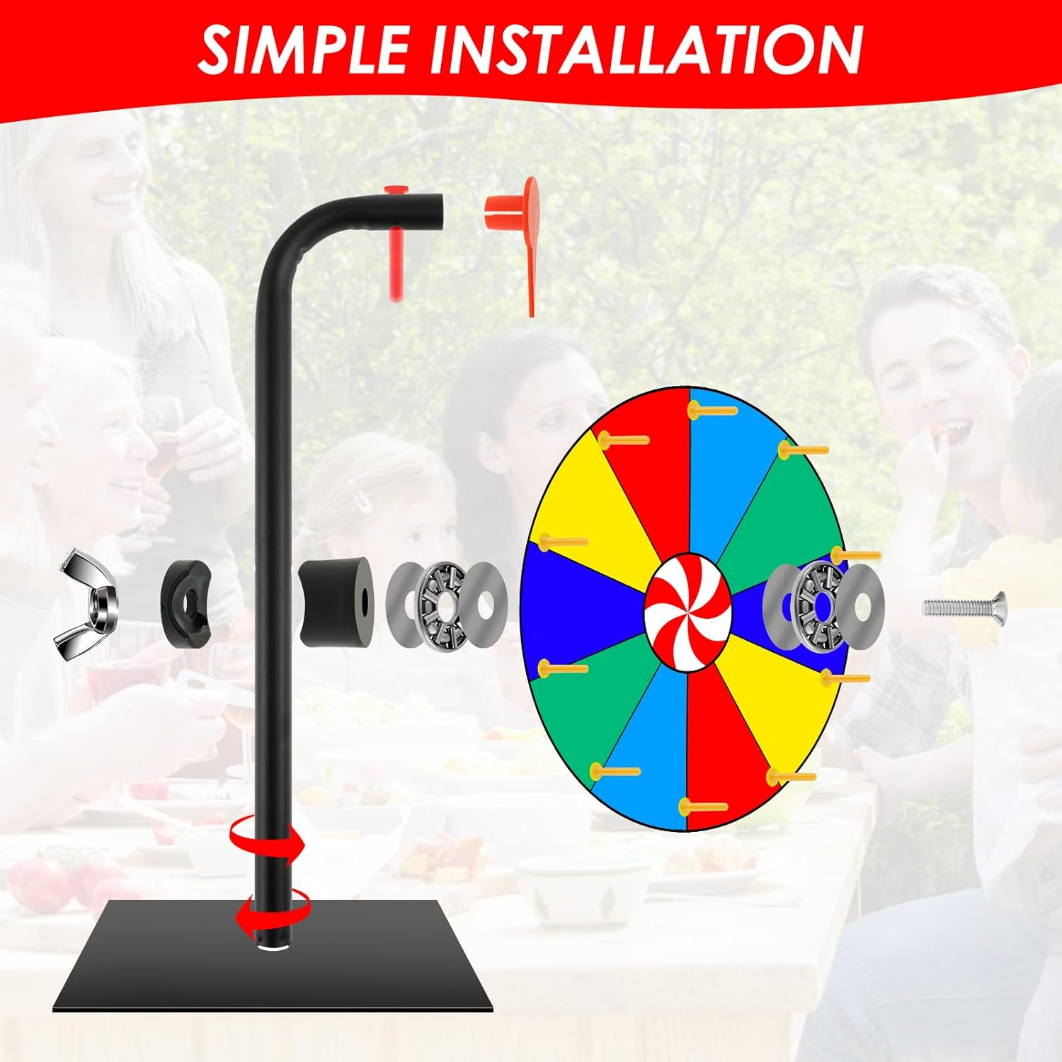 30Cm/12Inch Prize Wheel, 10 Slots Color Tabletop Spin Prize Wheel, Tabletop Roulette Spinner Wheels of Fortune with Dry Eraser and Marker Pen, Editable Spin Wheels for Fortune Spin Game image number 1