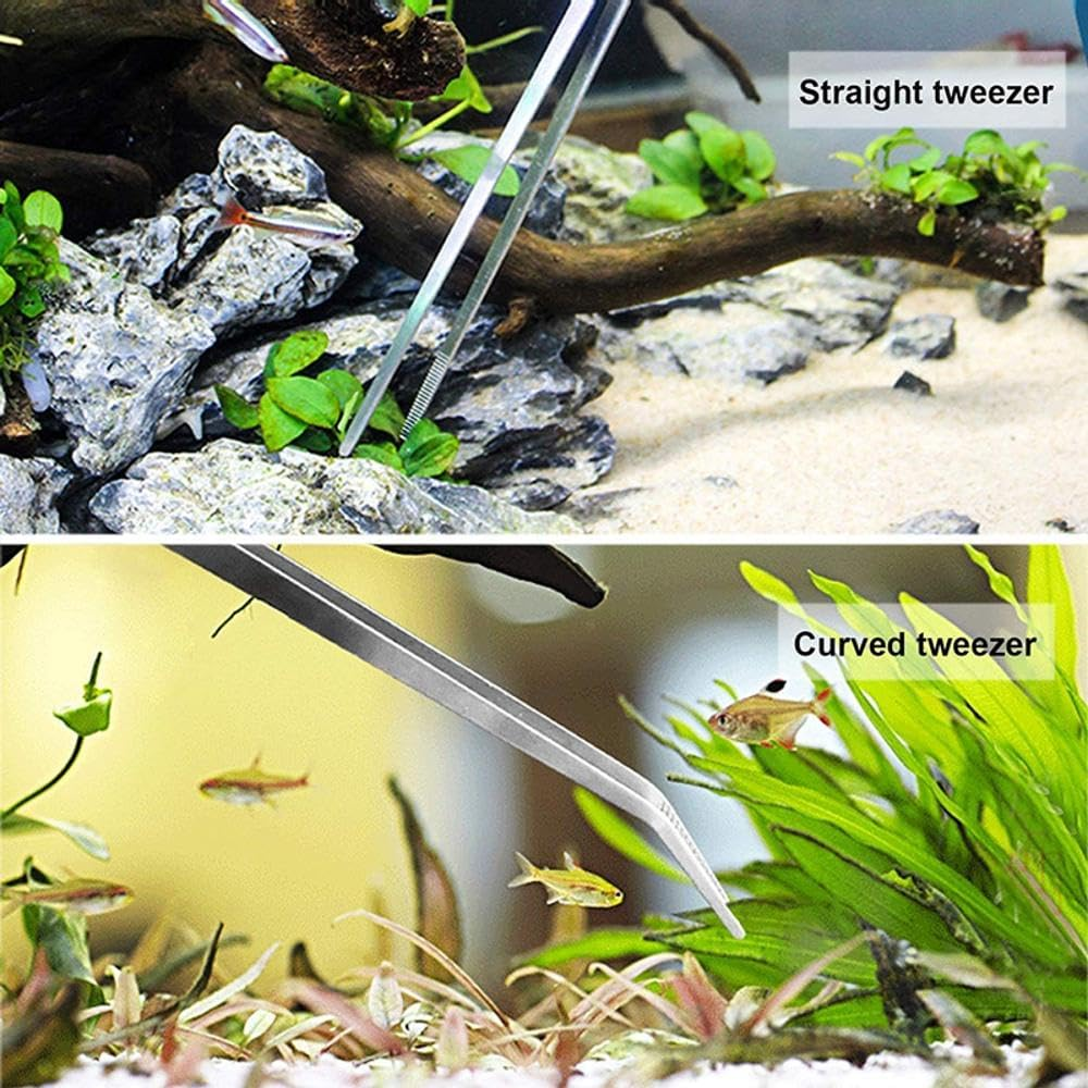 4 in 1 Aquarium Tool Set, Stainless Steel Fish Tank Scissor Tweezers Spatula Aquascaping Kit for Aquariums Tank and Aquatic Plants (Black) image number 5