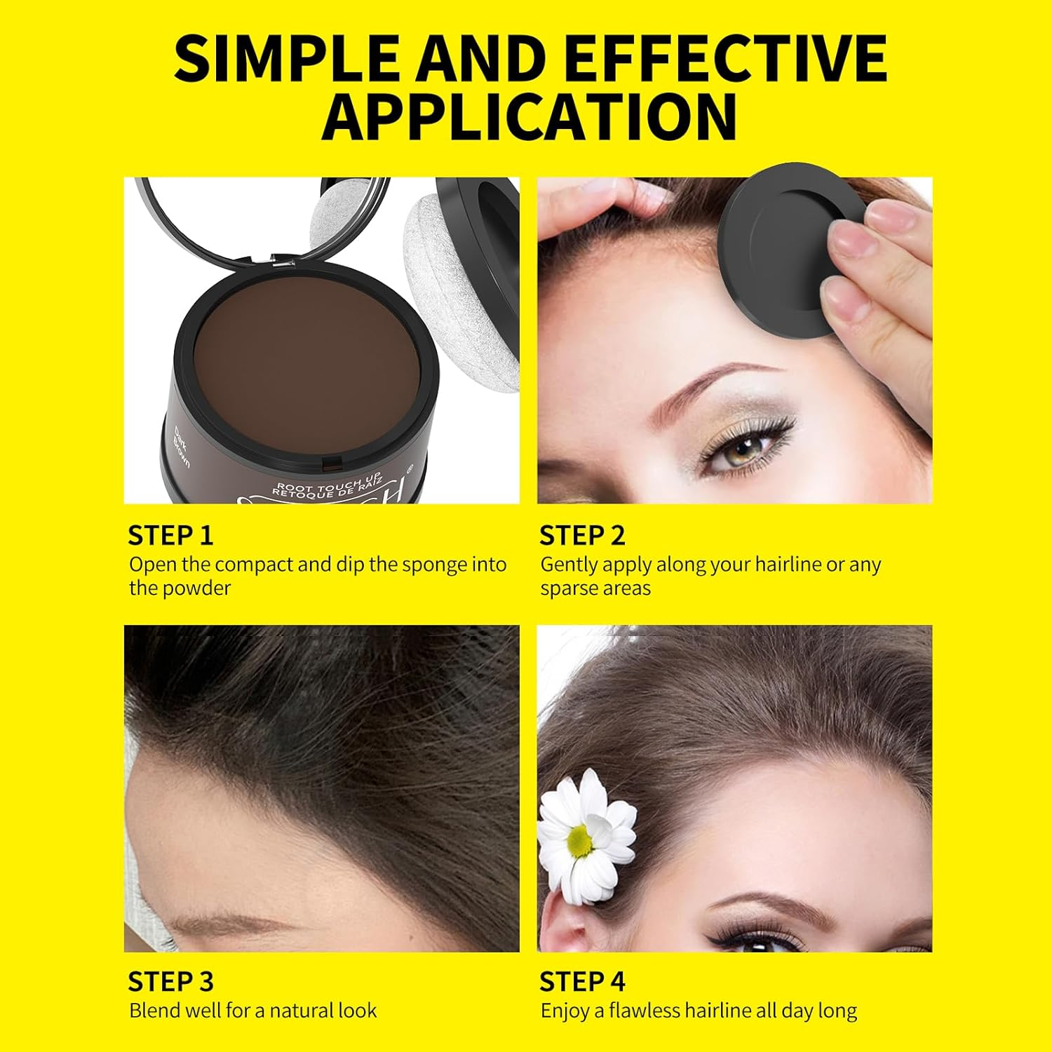 Sevich Instant Hair Shadow - Hairline Powder, Quick Cover Grey Hair Root Concealer with Puff Touch, 4 G, Medium Brown image number 6