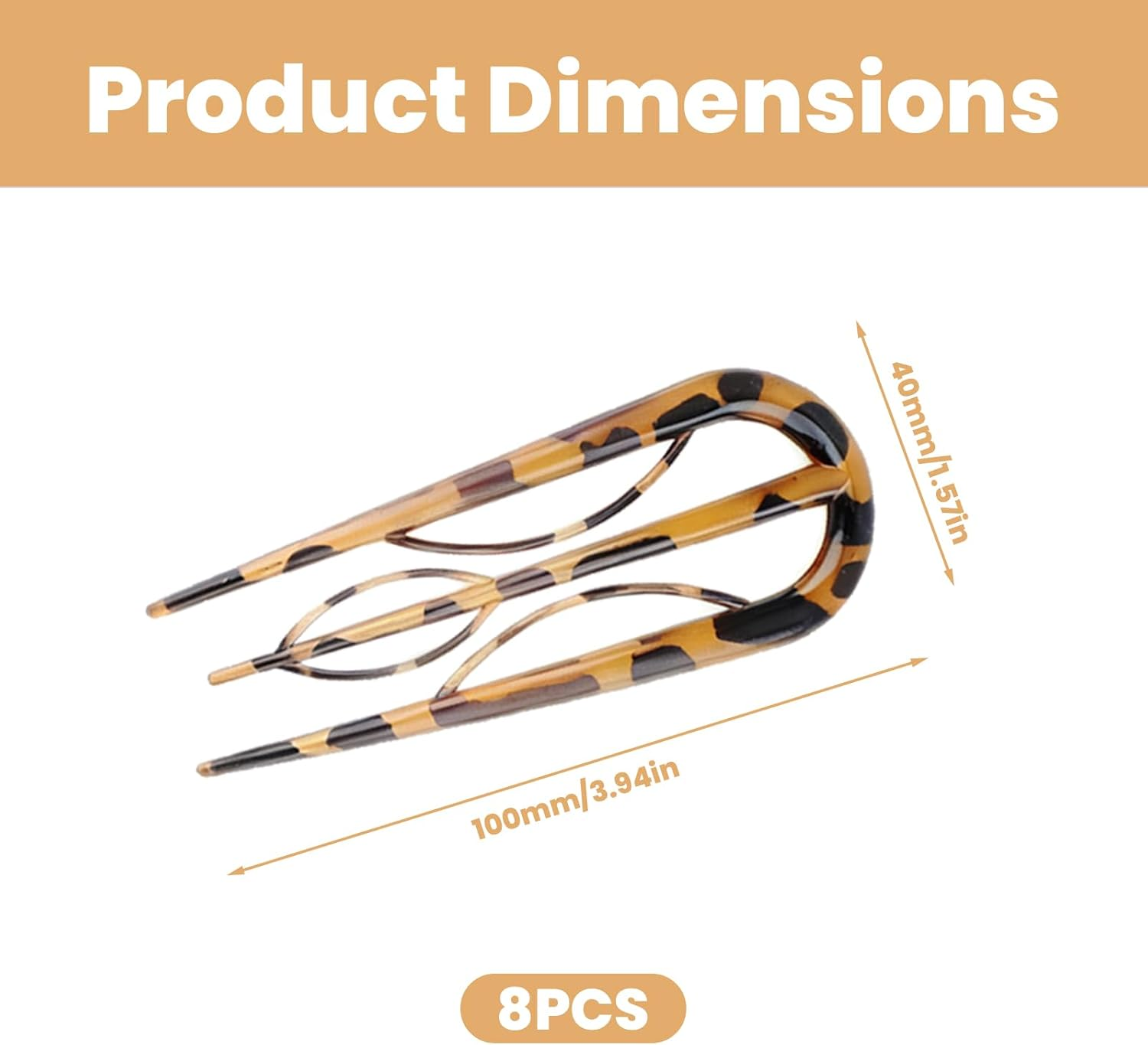 8 Pcsfrench Hair Clips, U-Shaped French Hair Pins for Women, Retro U French Pins Hairpins for Women Twist Clips for Buns Hairstyle Accessories(8 Colors) image number 2