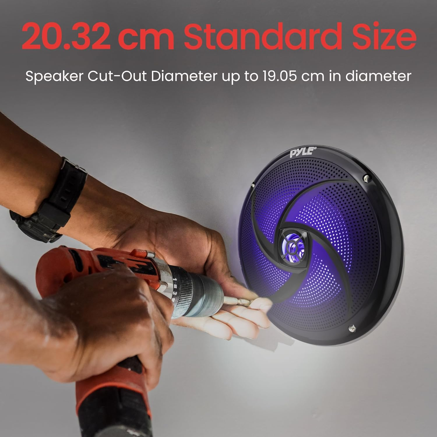 Pyleusa Dual 8'' Marine Speakers - 2 Way Full Range Stereo Sound, 160 Watt, Black - LED Light: Blue Illumination, Water-Resistant Design image number 5