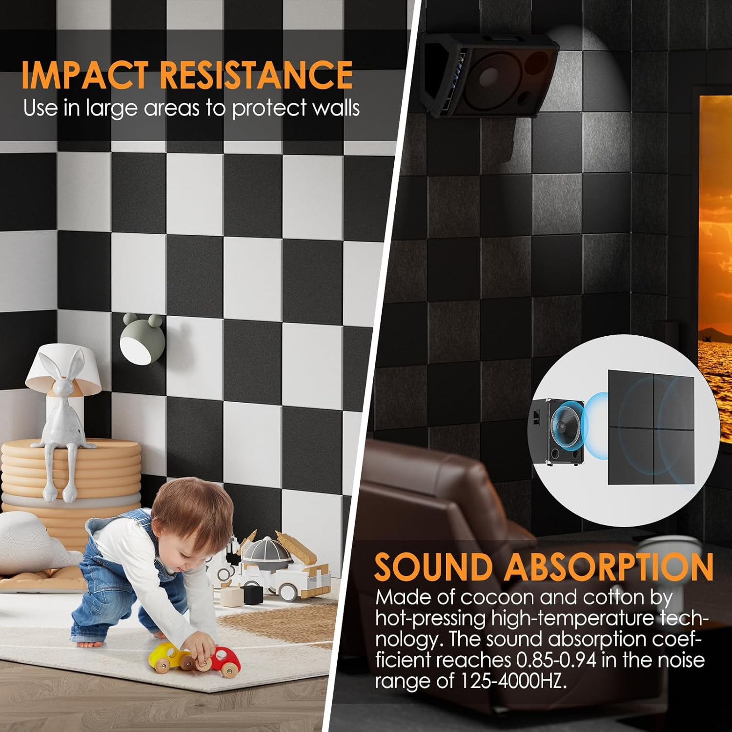 Maxgear Large Cork Board 36"X24" Alternative, 6 Pack Felt Wall Tiles with Pushpins, Black Cork Boards for Walls Cork Board for Office Pin Board Tack Board Cork Board - Silver Gray image number 3