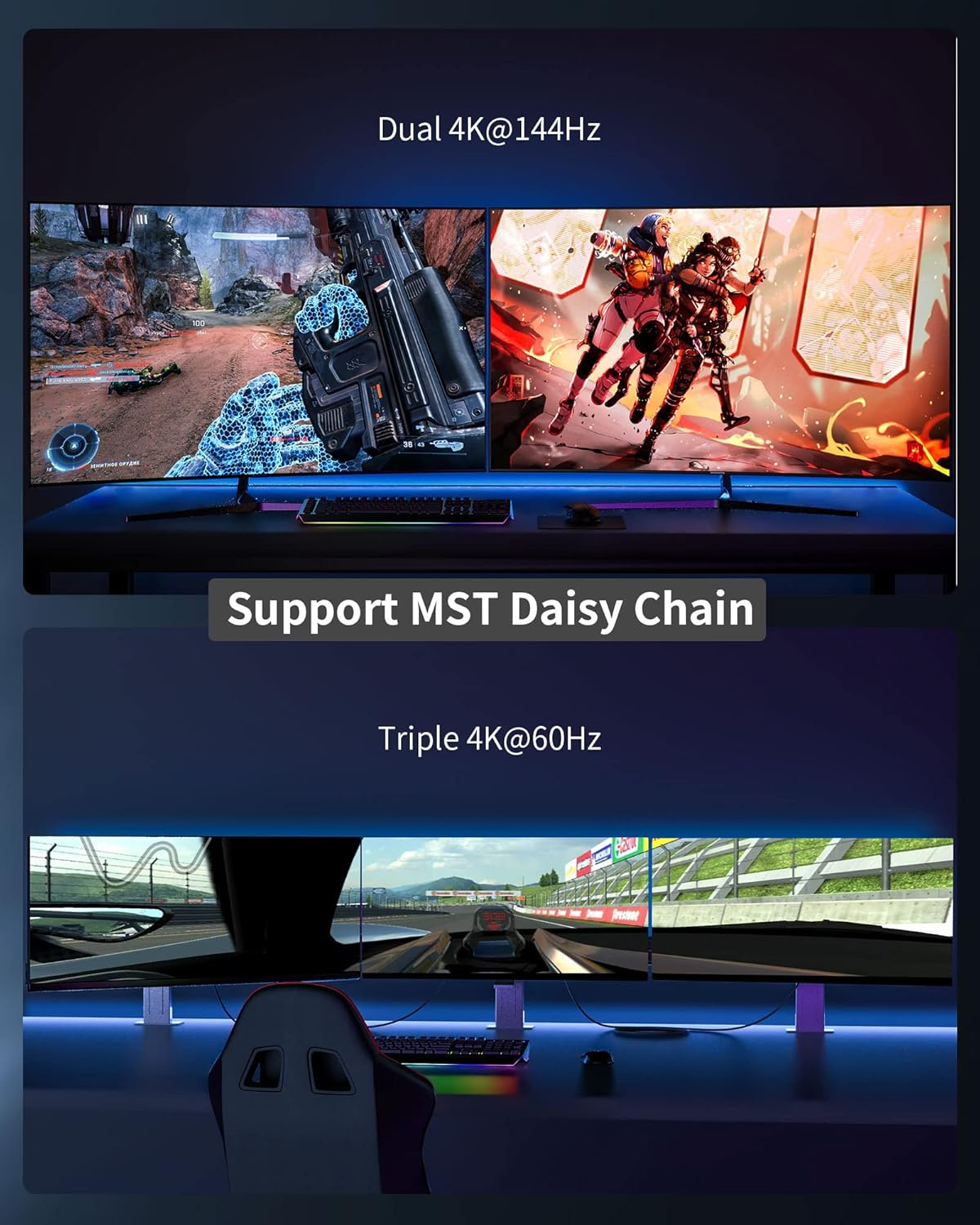 Silkland Displayport 2.1 Cable 1M, DP 2.0 Cable [16K@60Hz, 10K@60Hz, 8K@120Hz, 4K@240Hz 165Hz 144Hz] 40Gbps HDR, HDCP DSC 1.2A, Video Display Port 2.1 Cord Compatible Freesync G-Sync Gaming Monitor image number 1