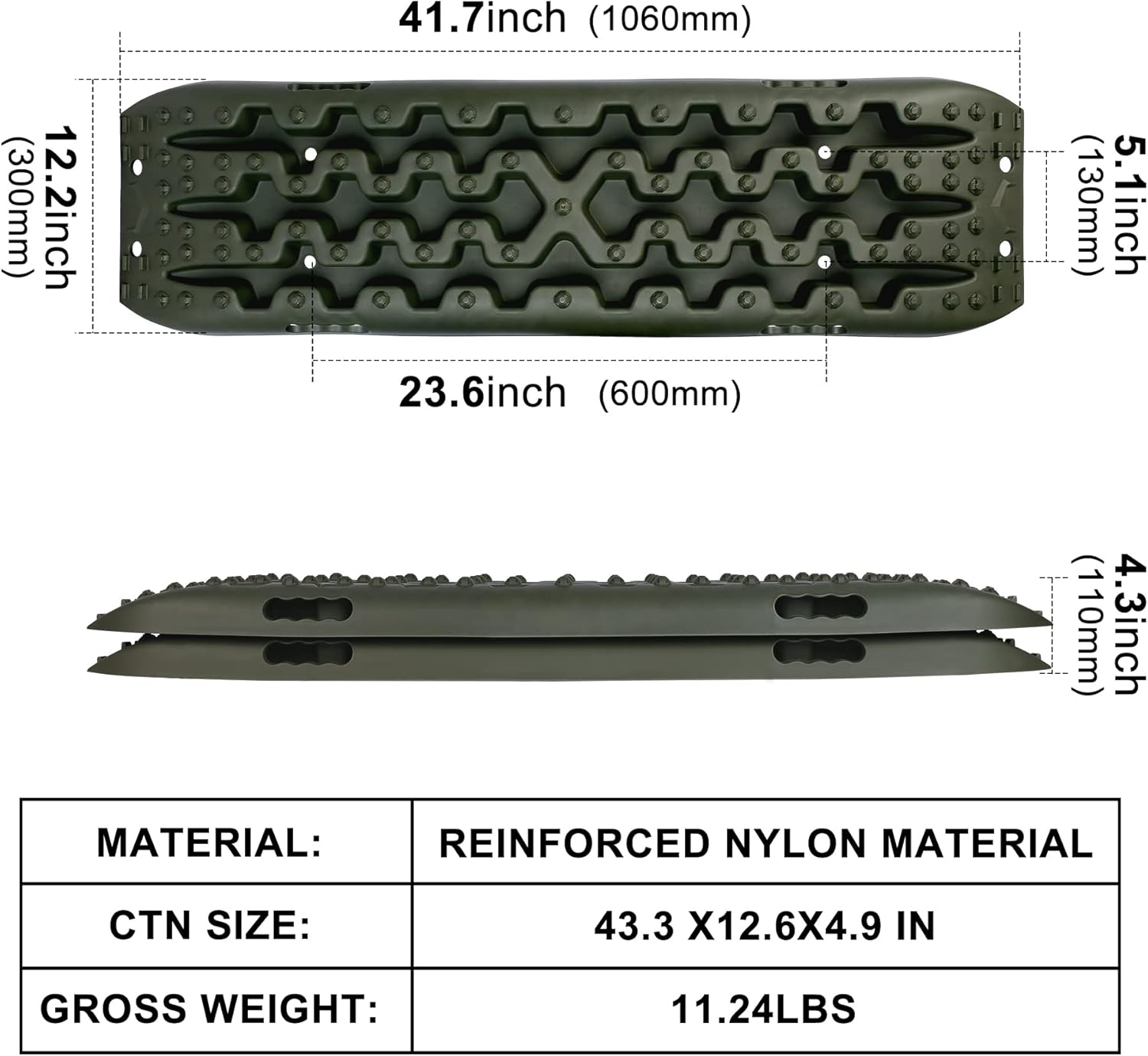 X-Bull Recovery Tracks with Bag and Mounting Pin Set 4X4 Recovery Boards Offroad 4Wd Tracks 22046LBS/10000KG Stand for Automotive Accessories Tires and Wheels in the Sand Mud Snow(Gen 3.0 Olive Green) image number 3