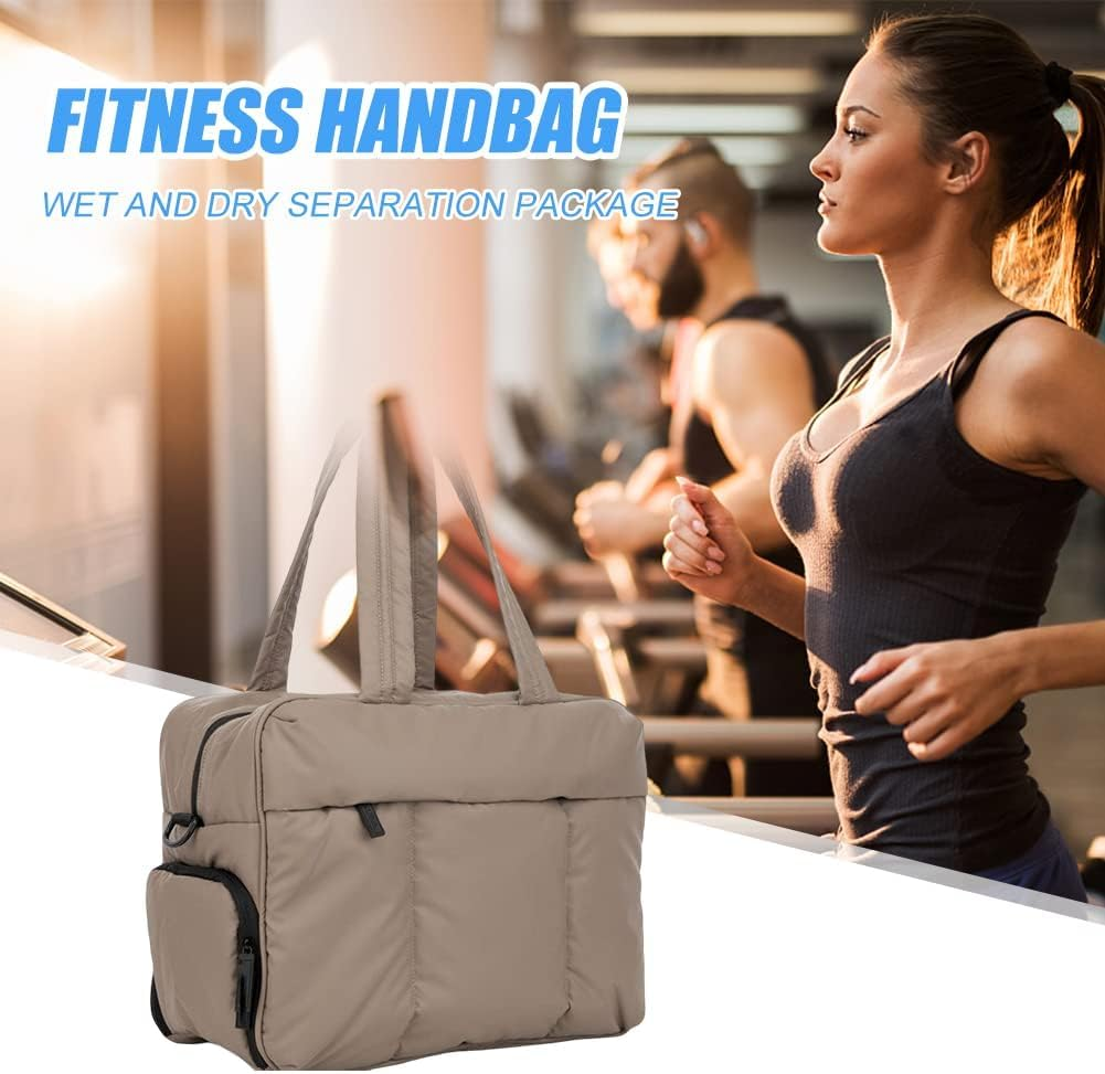 Zolyet Travel Duffel Bag Overnight Bags for Women Puffer Gym Tote Bag Carry on Duffel Bag Week Bag with Shoe Compartment Camel - Camel image number 4