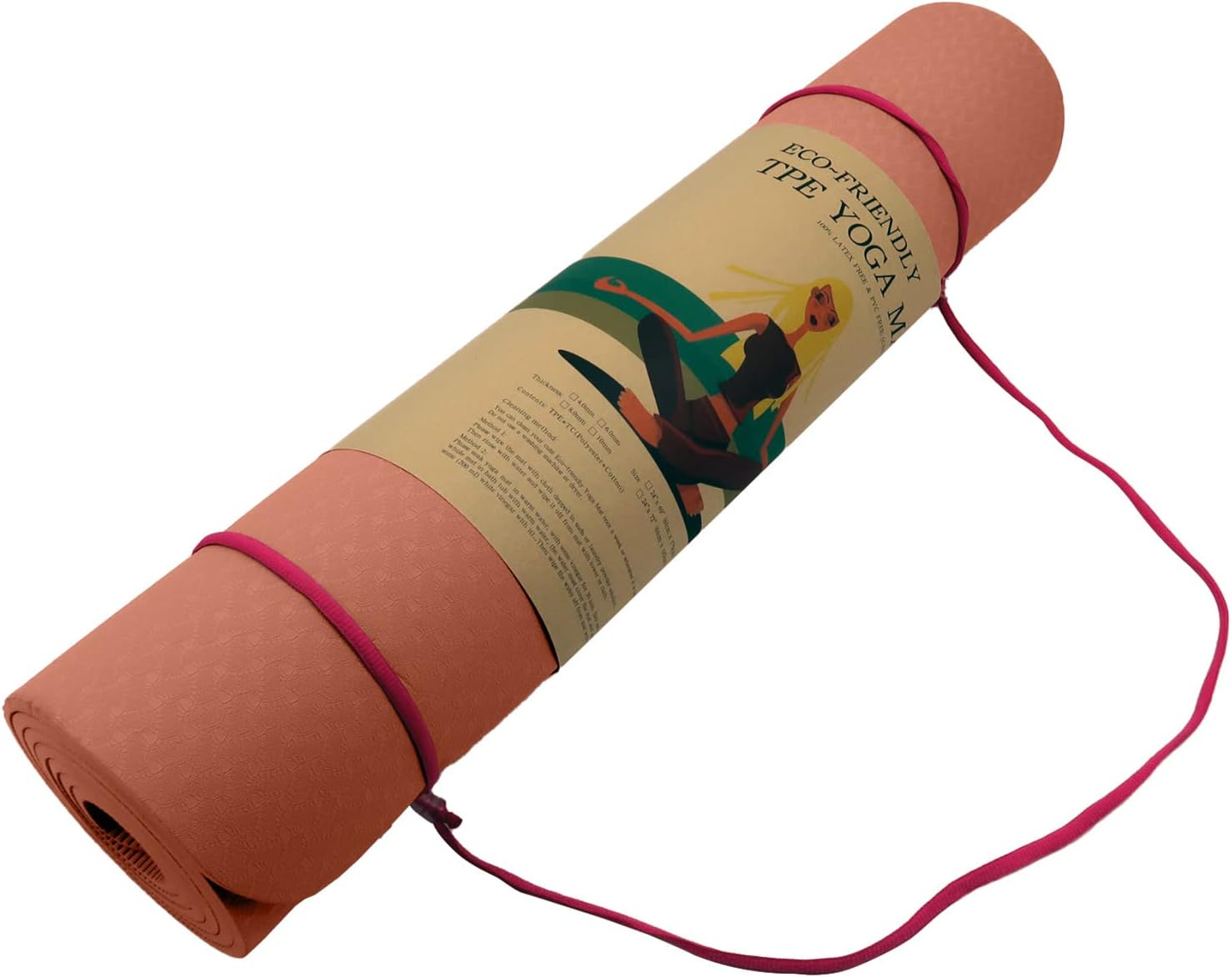 Powertrain Eco-Friendly TPE Yoga Pilates Exercise Mat, 6 Mm, Pink