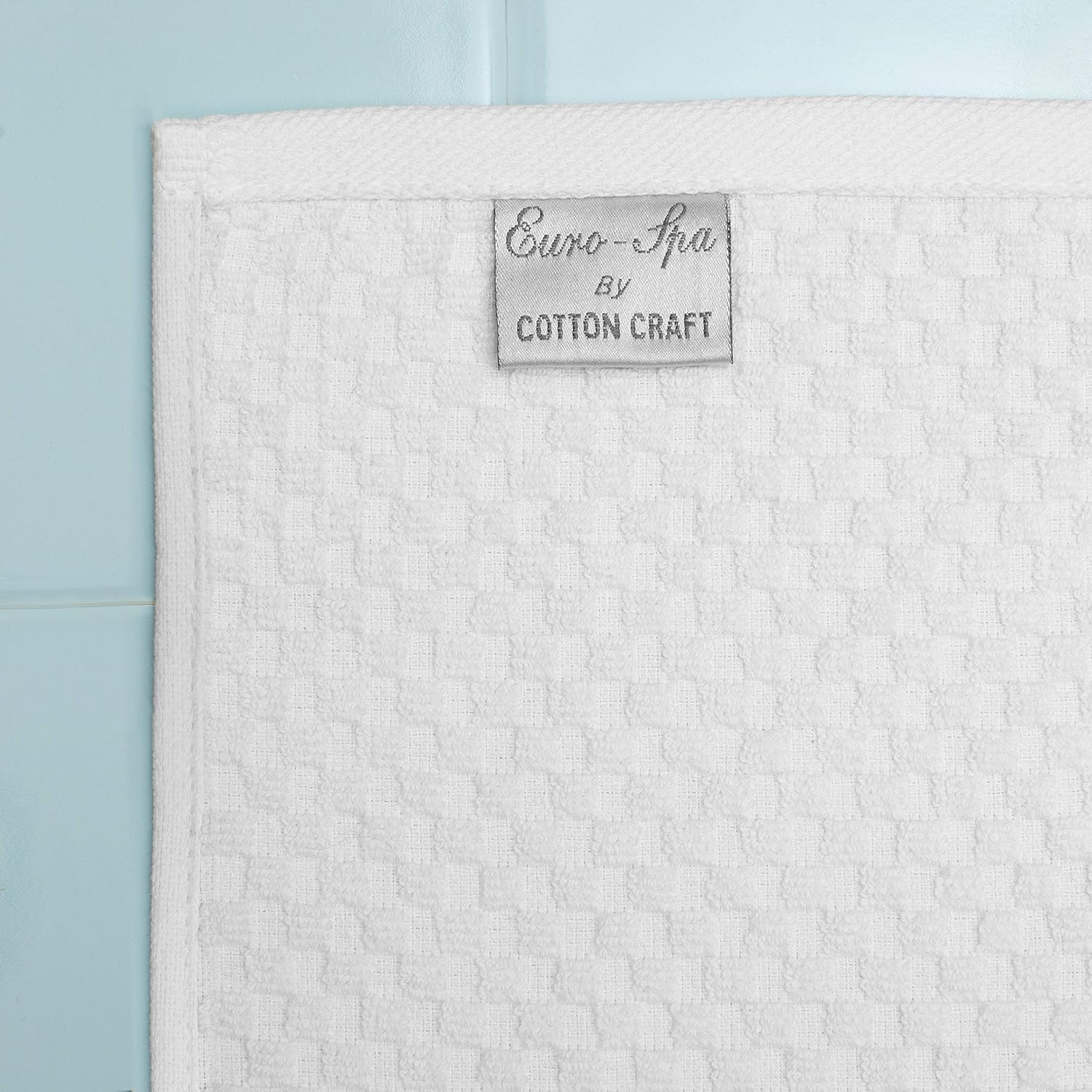 Cotton Craft - 4 Pack Eurospa Waffle Weave Oversized Bath Towels 30X56 - White - 100% Pure Ringspun Combed Cotton - True Luxury Inspired by the Finest European Spas and Resorts image number 6