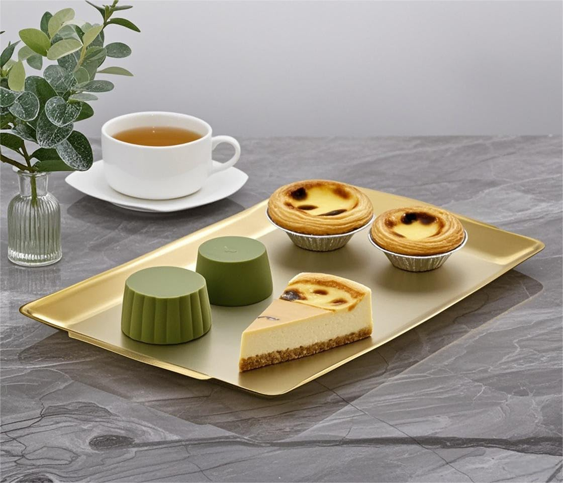 ANQIAHOME 40 X 24 Cm Large Serving Platters, Stainless Steel Heavy-Duty Large Serving Trays, Gold Rectangular Plates for Food, Fruit, Party, Wedding, Christmas, Chip and Scratch Resistant image number 6