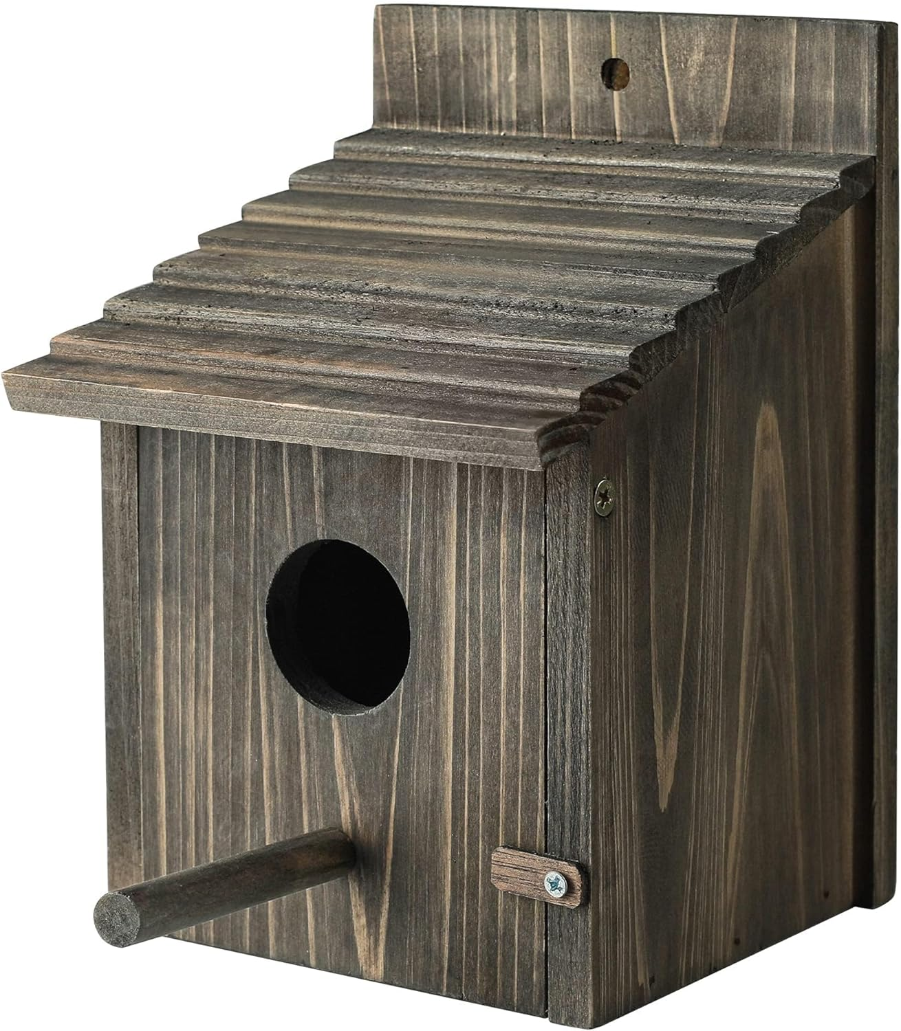 Wood Bird Houses for Outside, with Pole Wooden Bird House, Bird Houses for outside Clearance, Garden Country Cottages (Black)