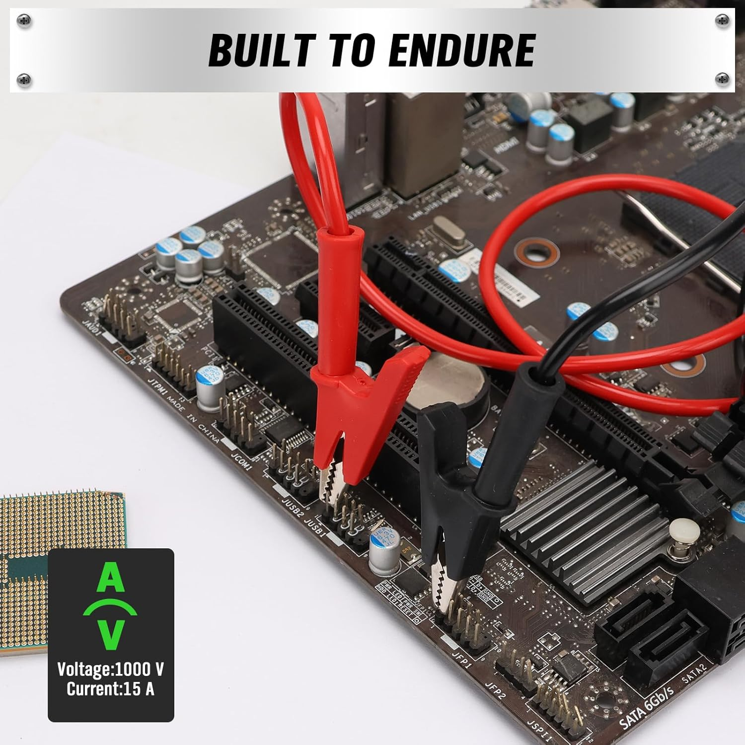 SWANLAKE 2-Piece Dual-Ended Alligator Clip Test Leads, 1000V 15A 3.5Ft/1M Electrical Alligator Clips, Flexible Copper Cable Crocodile Clip, Electrical Wires with Gator Clips image number 5