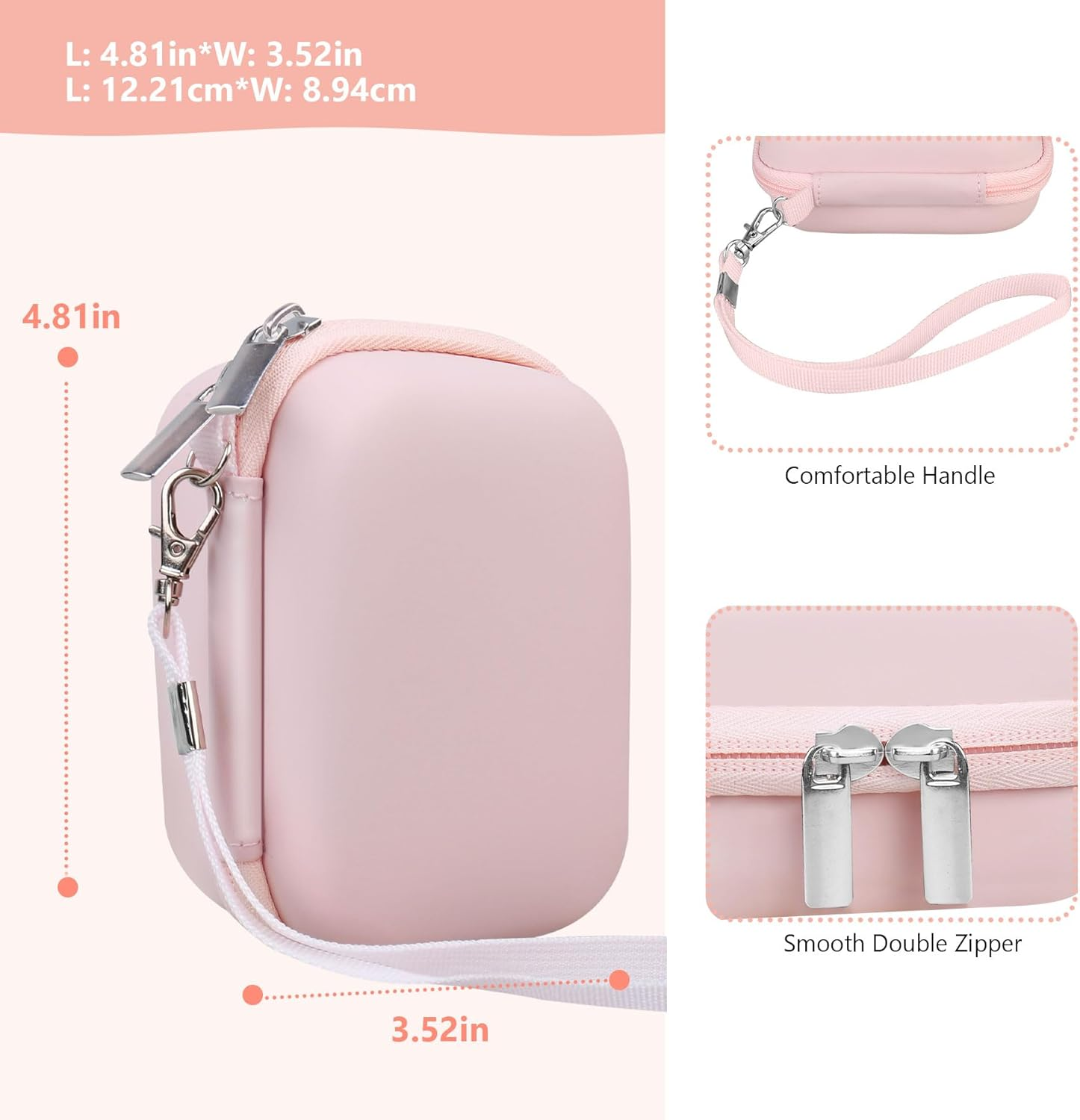 Supmay Digital Camera Case Compatible with Kodak PIXPRO FZ55 FZ45 Friendly Zoom Digital Camera, Vlogging Camera Storage Holder Travel Bag with Mesh Pocket for Battery, USB Cable, SD Card, Pink