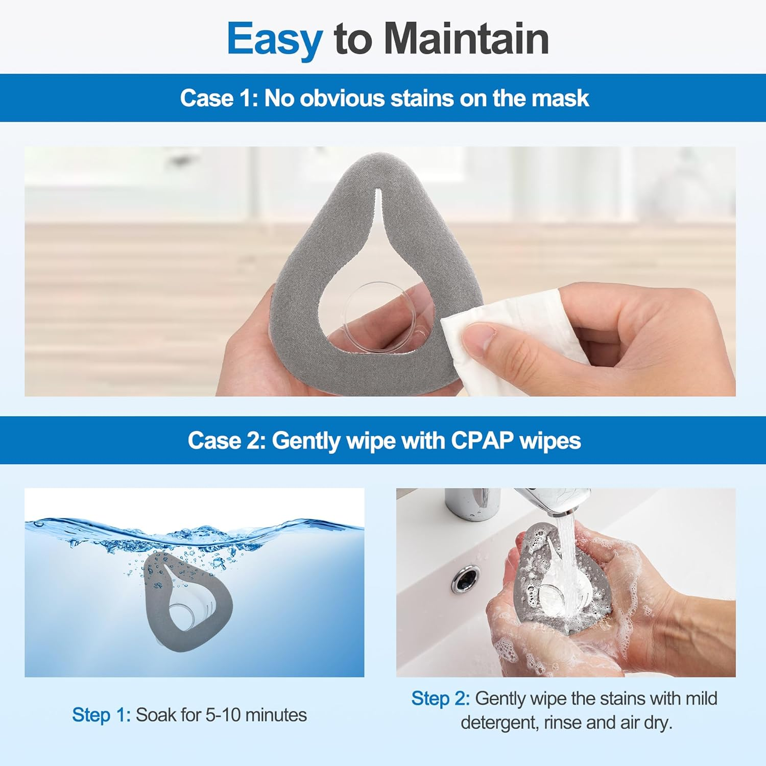 2 PCS Velvet CPAP Mask Compatible with Resmed Airfit F20 & Airtouch F20, Reliable Seal Sleep Apnea Mask, Innovative Velvet-Silicone Hybrid Design, CPAP Accessories Supplied by Airsmart, Brown(M) image number 5