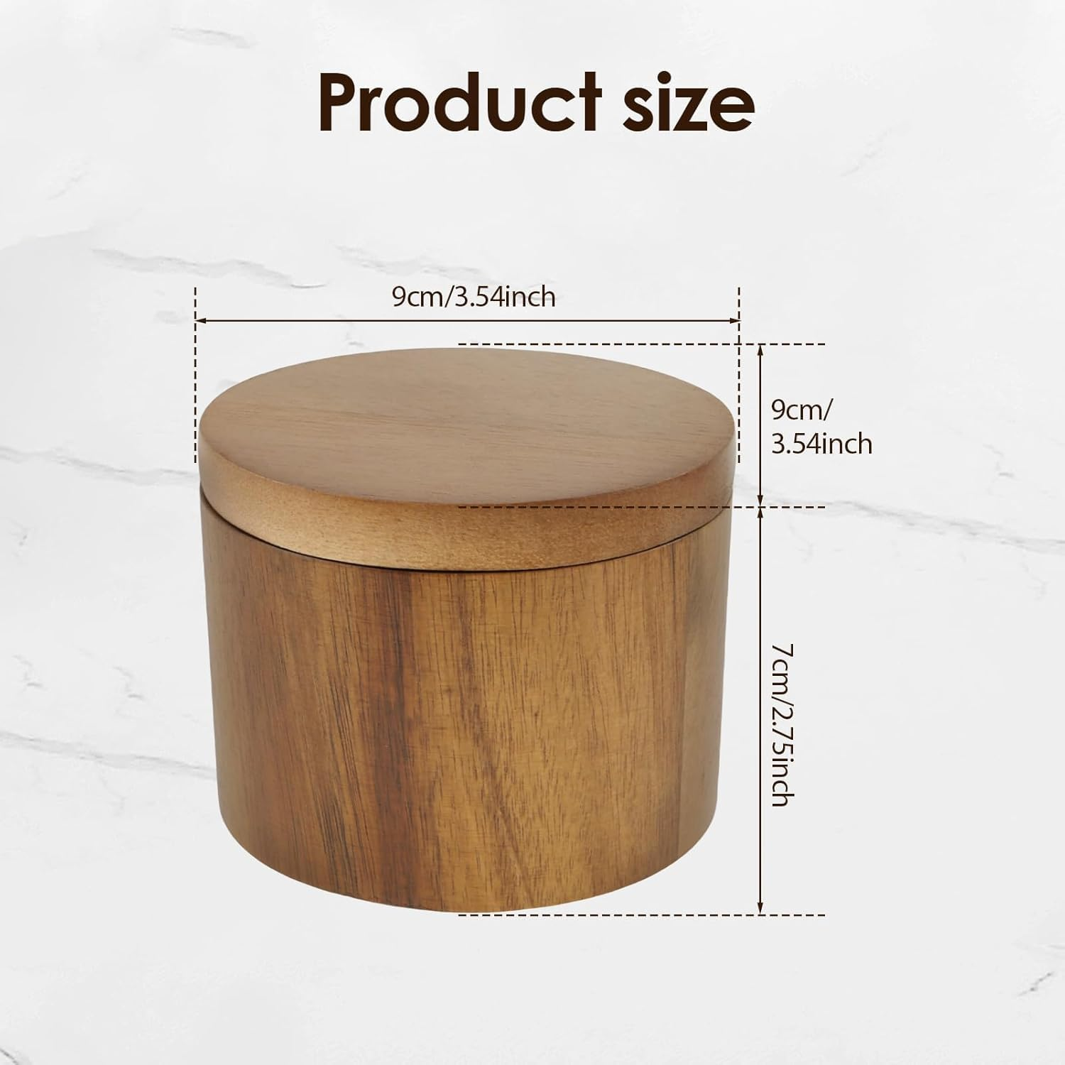 Wood Salt Shaker,Salt Container with Built-In Spoon and Magnetic Screw Ca,Sugar Bowl,Spice Bo,Spice Jar for Sea Salt Herbs or Favorite Seasonings image number 3