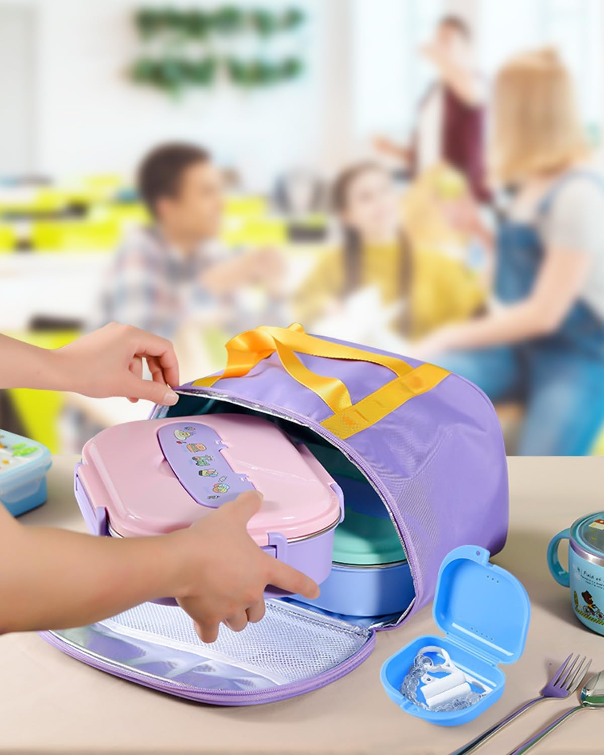 JMU Retainer Case with Vent Holes, Orthodontic Retainer Case Mouth Guard Case with Tight Snap Closure, Light Blue - Blue/Black/Purple/Pink image number 5