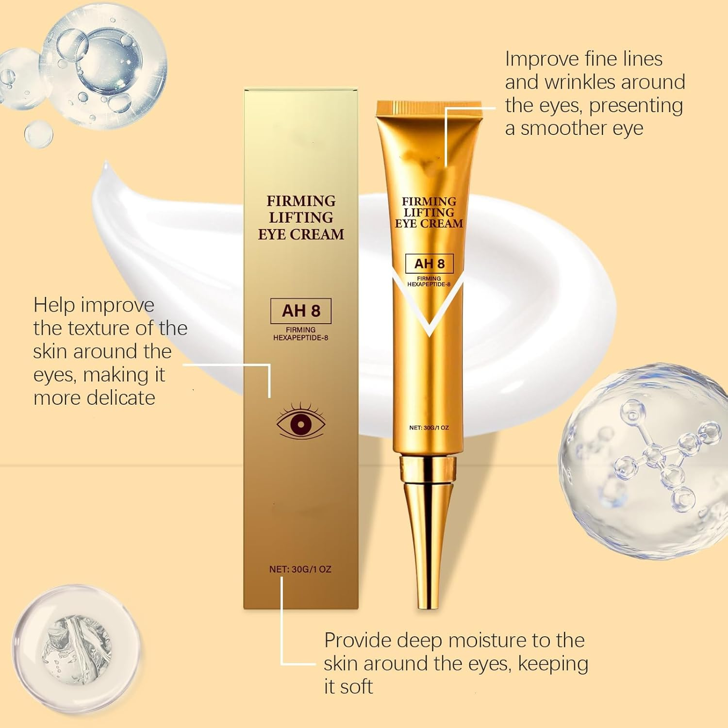 Eye Cream for Removal Eye Bags and anti Aging Wrinkle with Collagen, under Eye Cream for Dark Circles,Brightening,Hydrating,Firming,Lifting,Reduces Fine Lines, Wrinkles and Puffiness. (4PCS) - 2Pcs image number 7